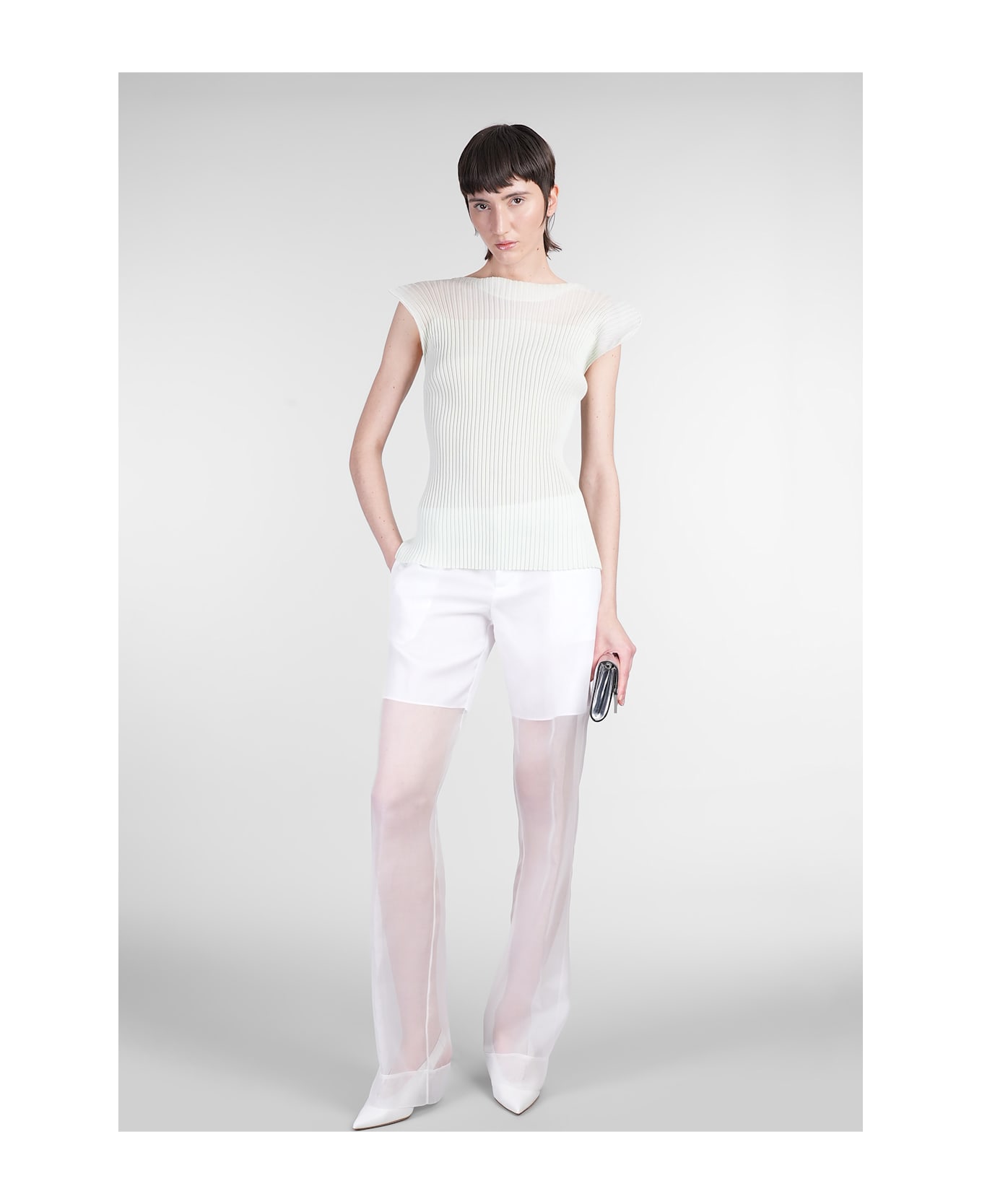Del Core Pants In White Silk - white
