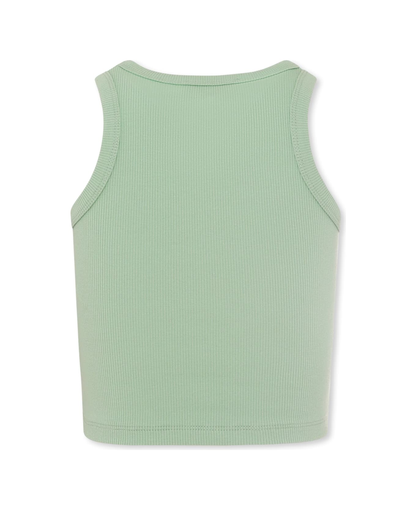 MC2 Saint Barth Green Crop Tank Top For Girl With Writing - Green