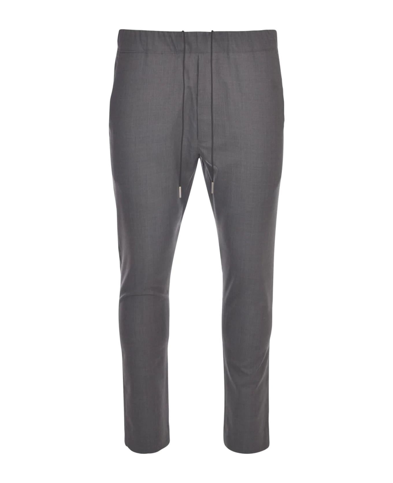 Low Brand Grey Wool Blend Trousers - MELANGE