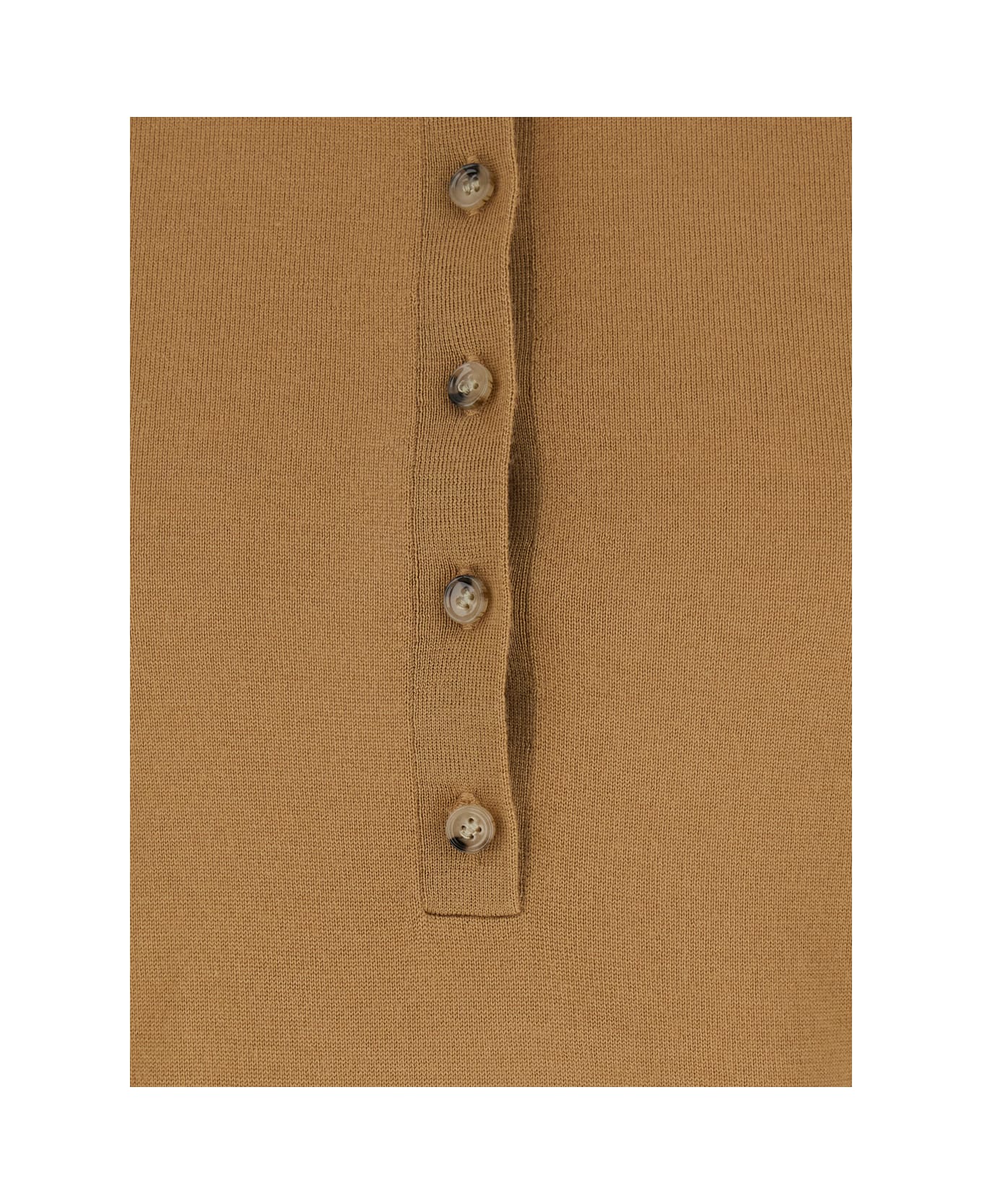 Allude Beige Polo Style Sweater With Classic Collar In Wool Woman - Beige