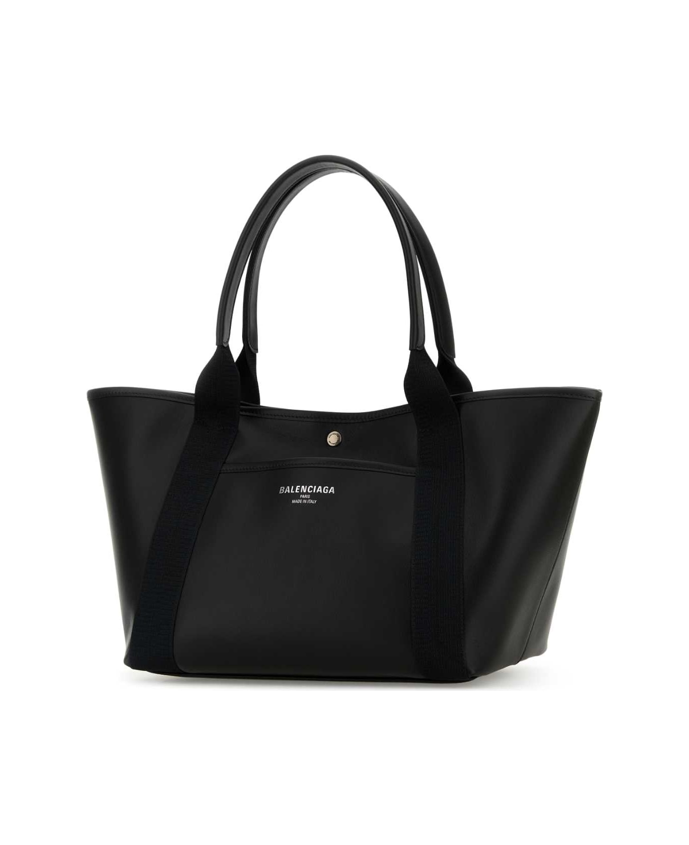Balenciaga Black Leather Medium Biarritz Shopping Bag - Black