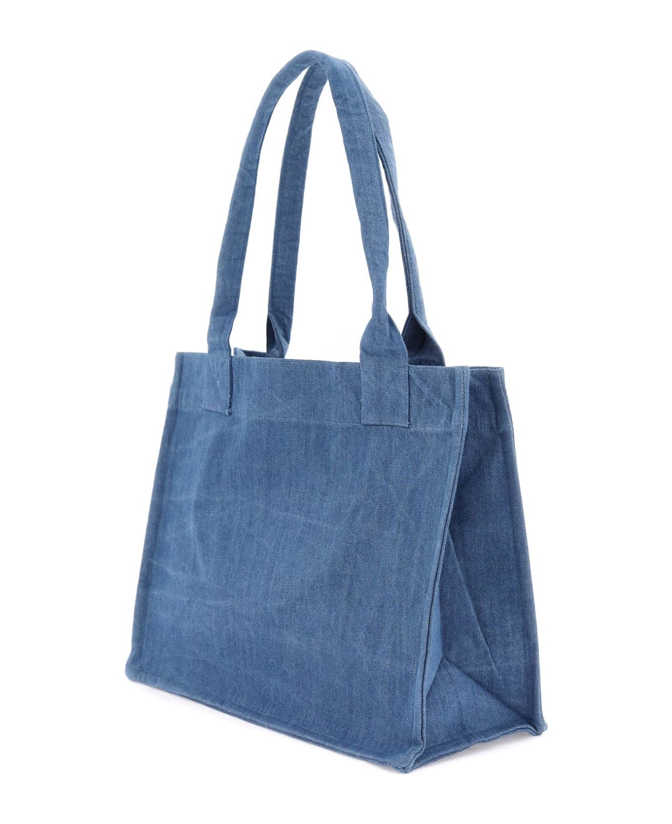 Ganni 'easy' Shopping Bag In Blue Recycled Cotton - DENIM (Blue) トートバッグ