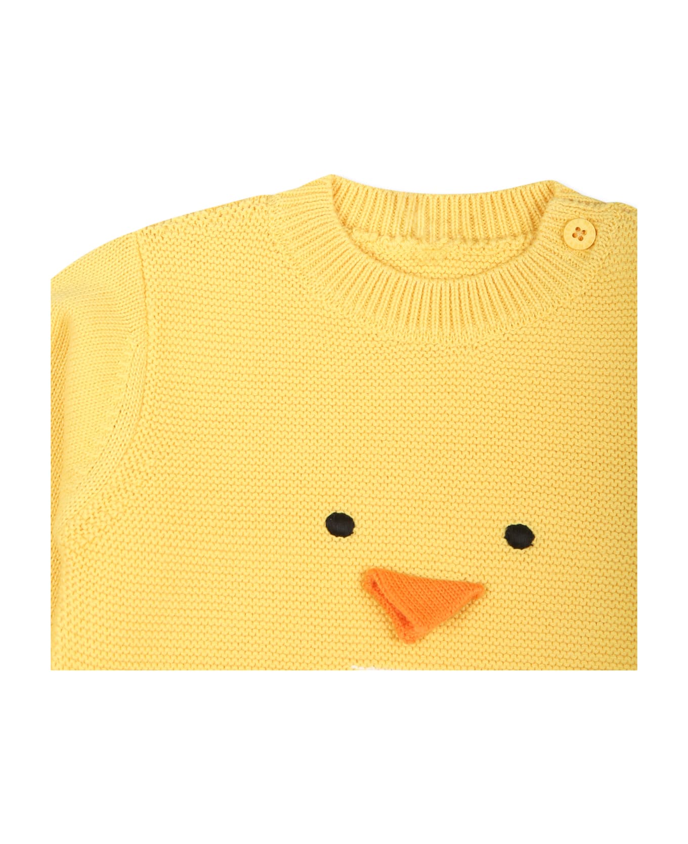 Stella McCartney Kids Yellow Sweater For Baby Boy With Chick - Yellow