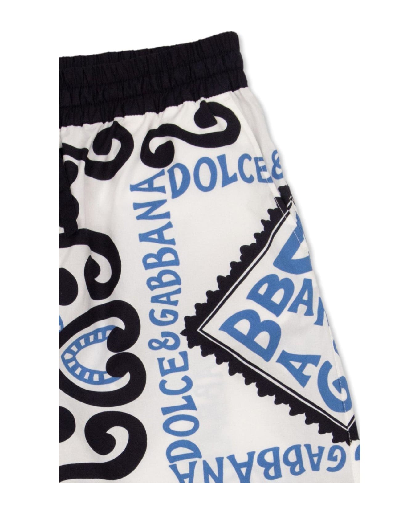 Dolce & Gabbana Marina-printed Drawstring Poplin Shorts - Celeste
