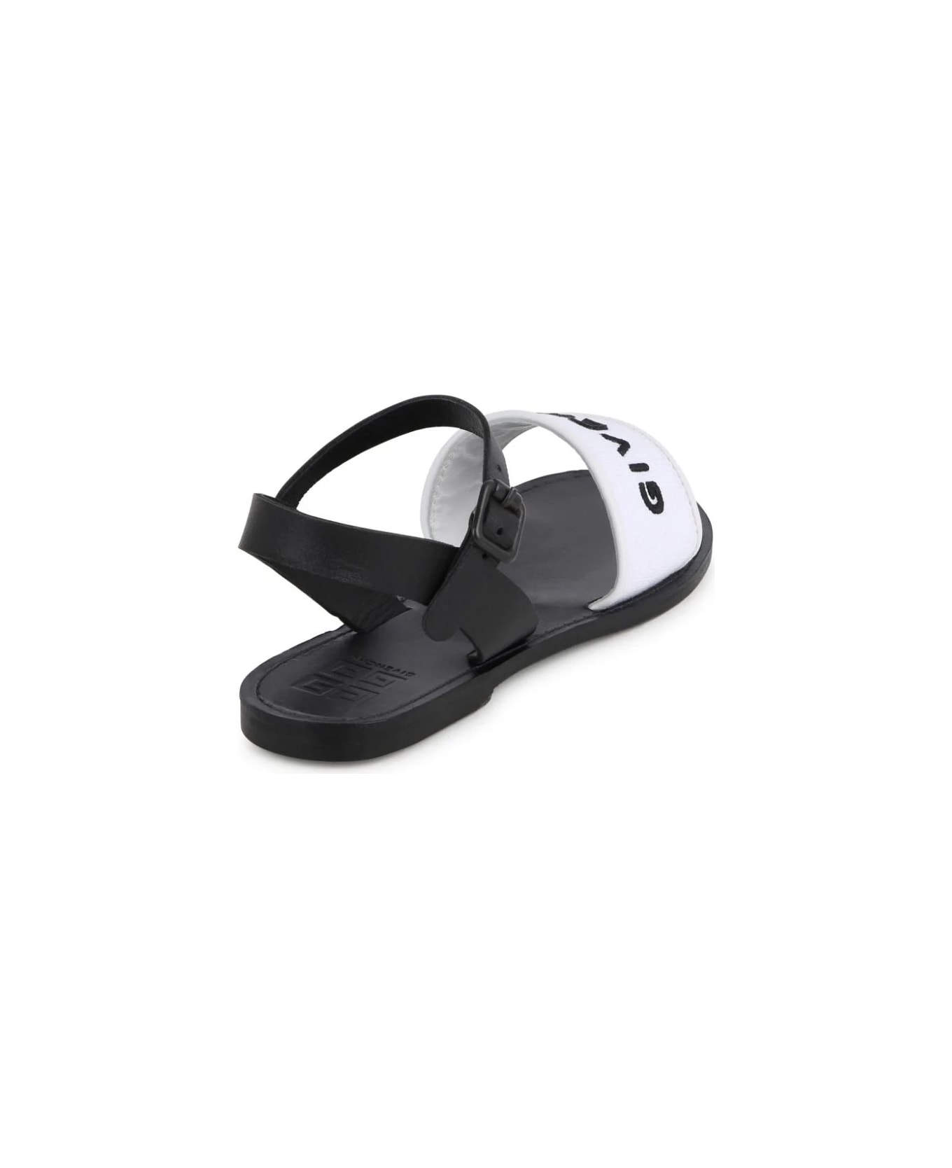 Givenchy Black And White Sandals With Logo - Black