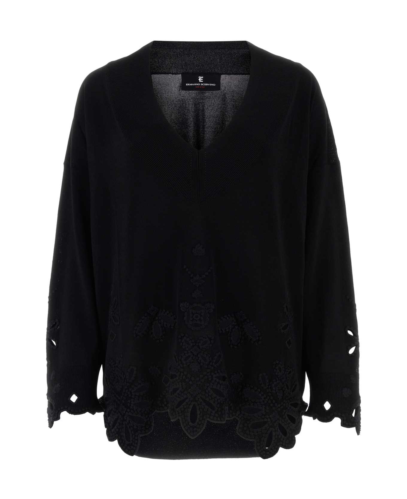 Ermanno Scervino Black Viscose Blend Sweater - BLACK