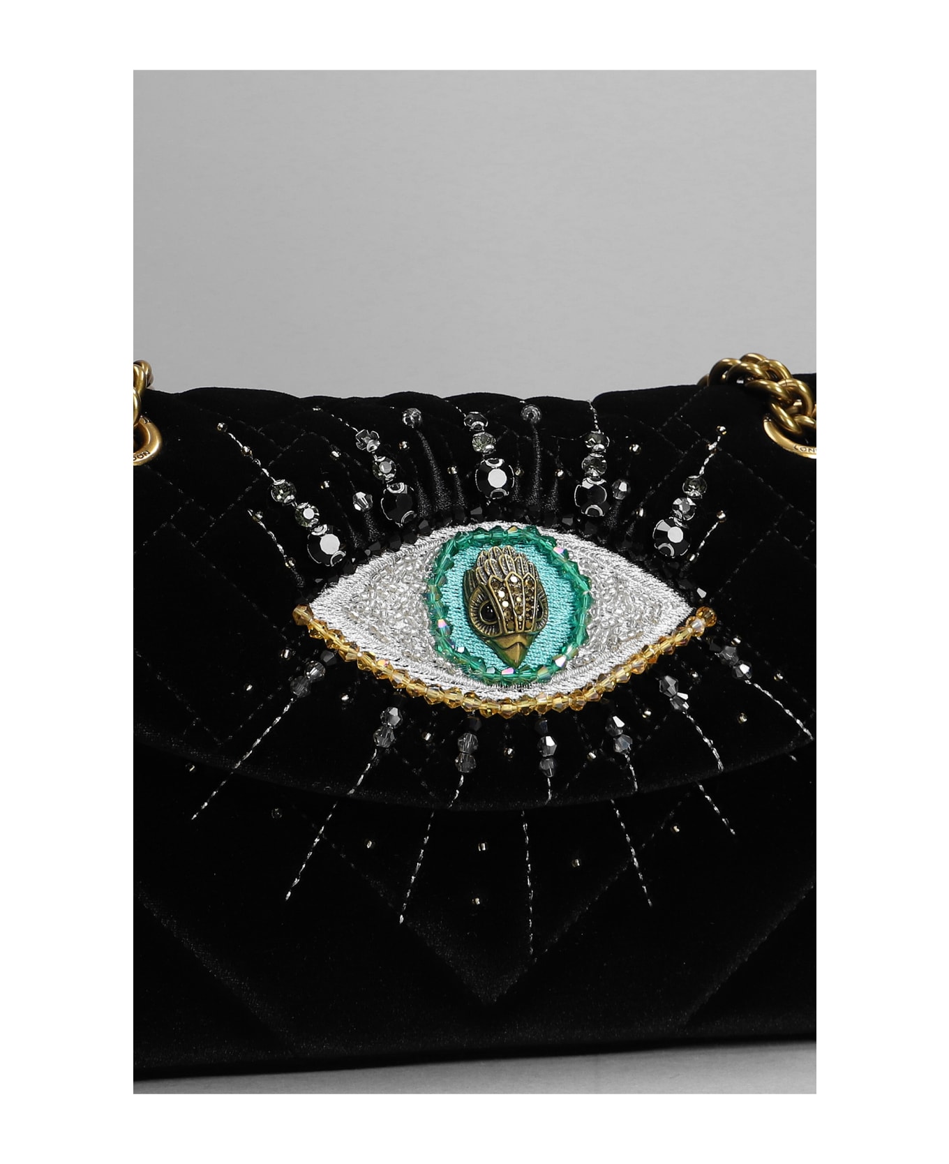 Kurt Geiger Mini Kensington Eye Shoulder Bag In Black Velvet