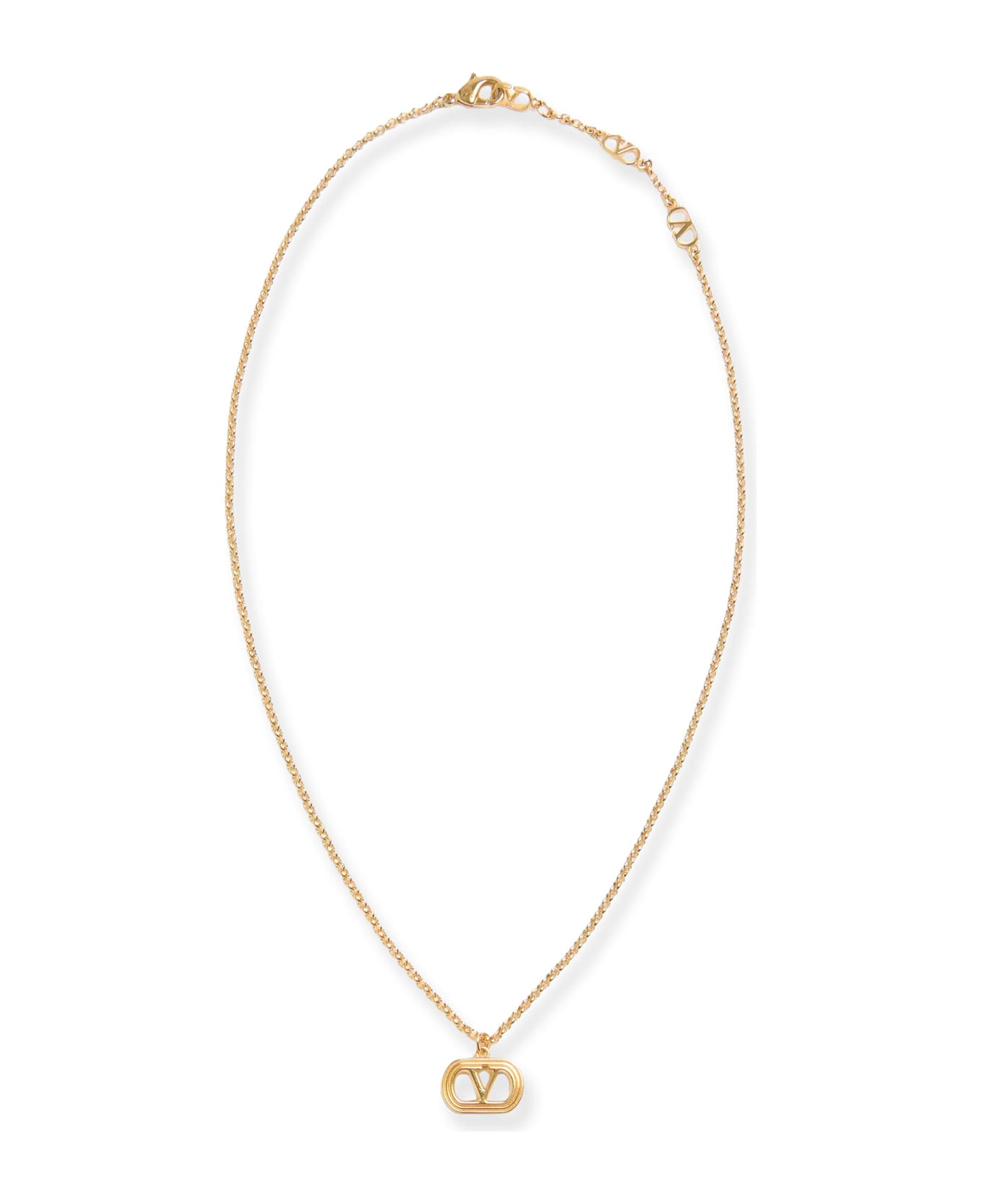 Valentino Garavani Ovalette Metal Necklace With Golden Finish - Golden