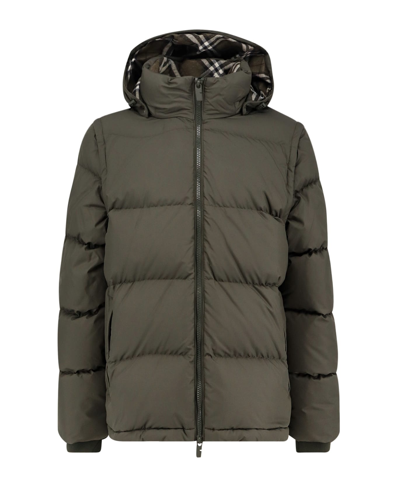 Burberry Nylon Hooded Down Jacket - SHALE