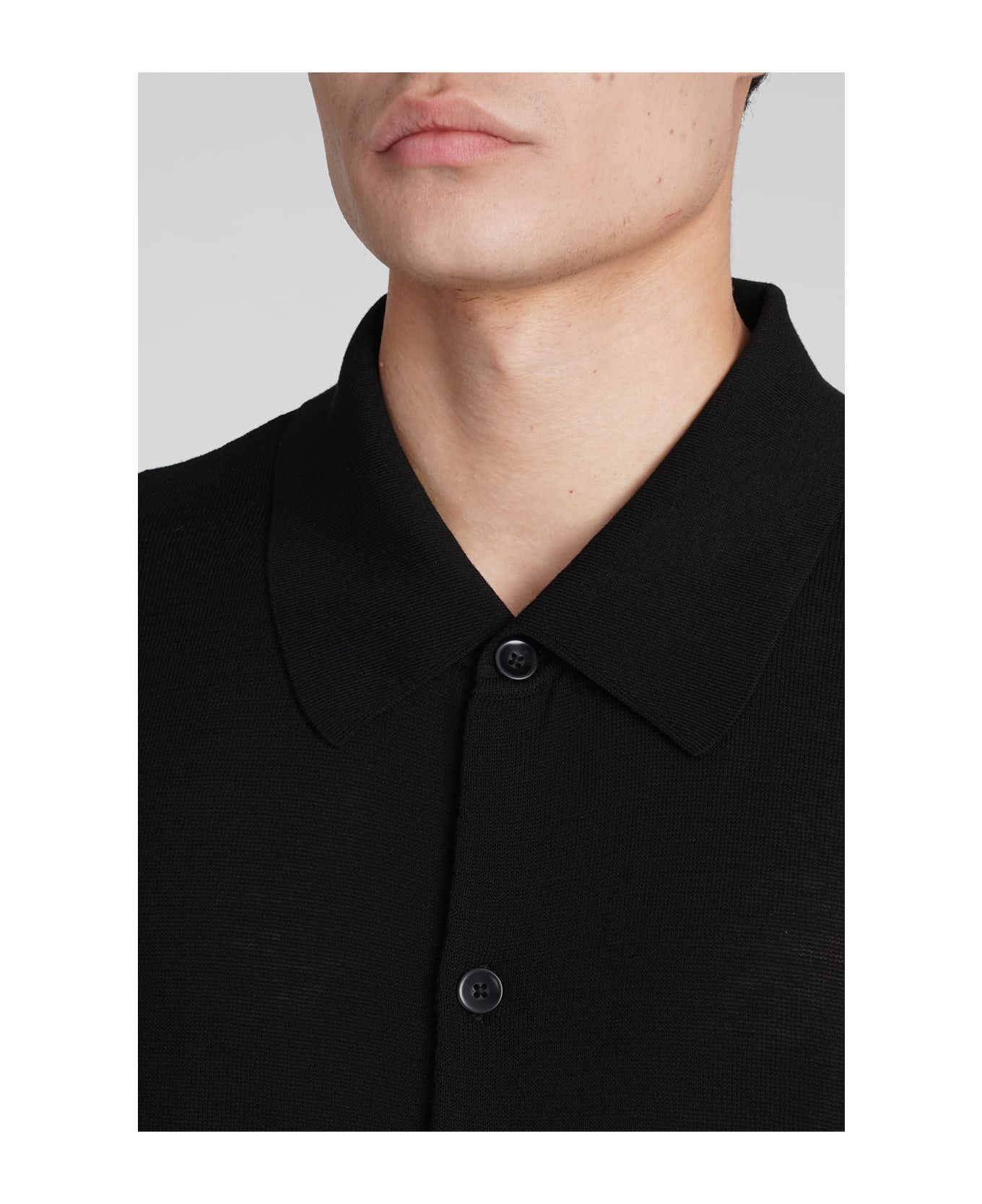 Lemaire Polo In Black Cotton - black