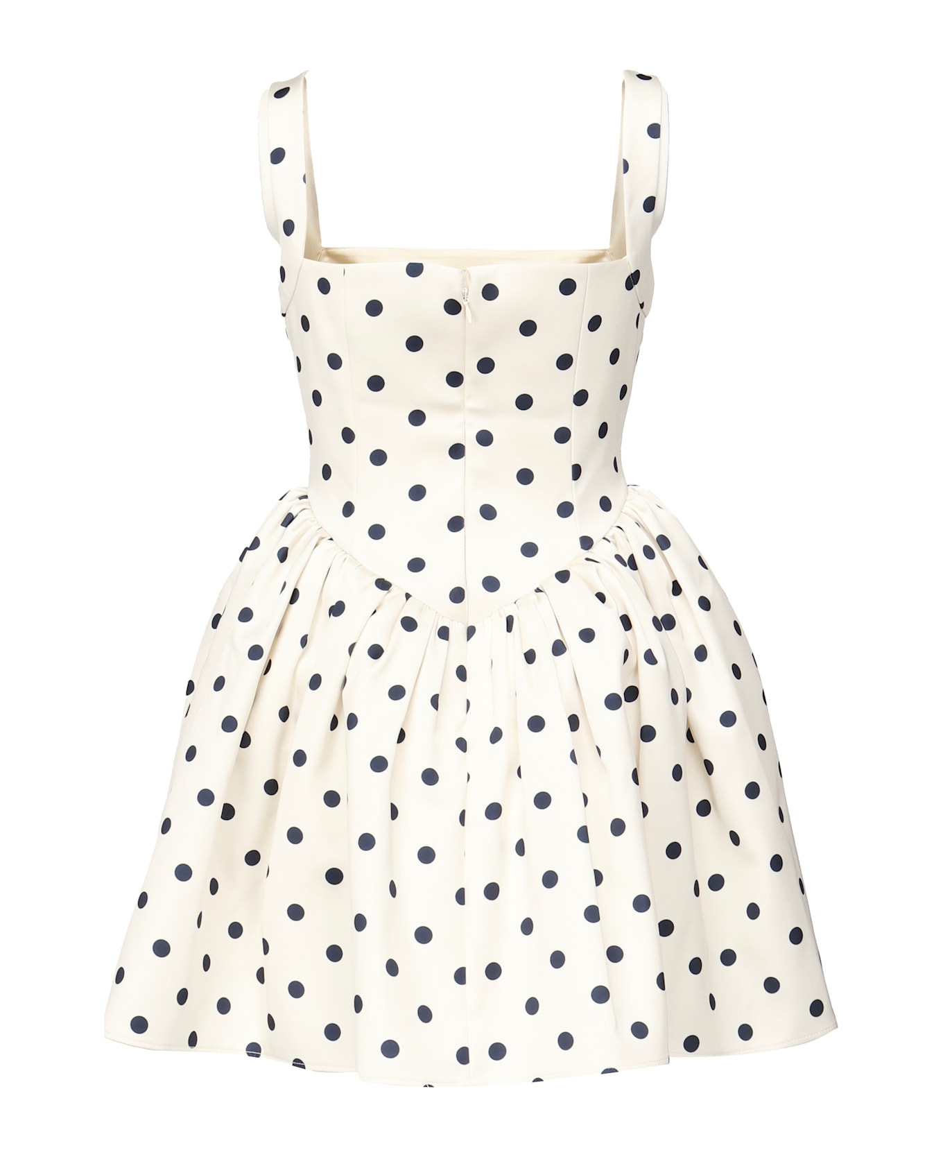 self-portrait Polka Dot Satin Mini Dress - White