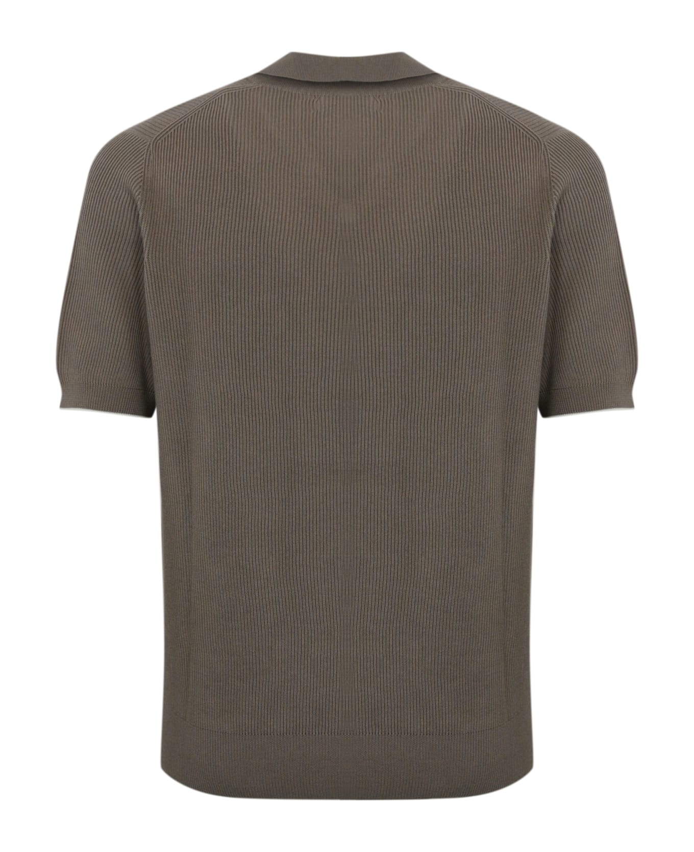 Brunello Cucinelli Ribbed Cotton Polo Shirt - Corteccia