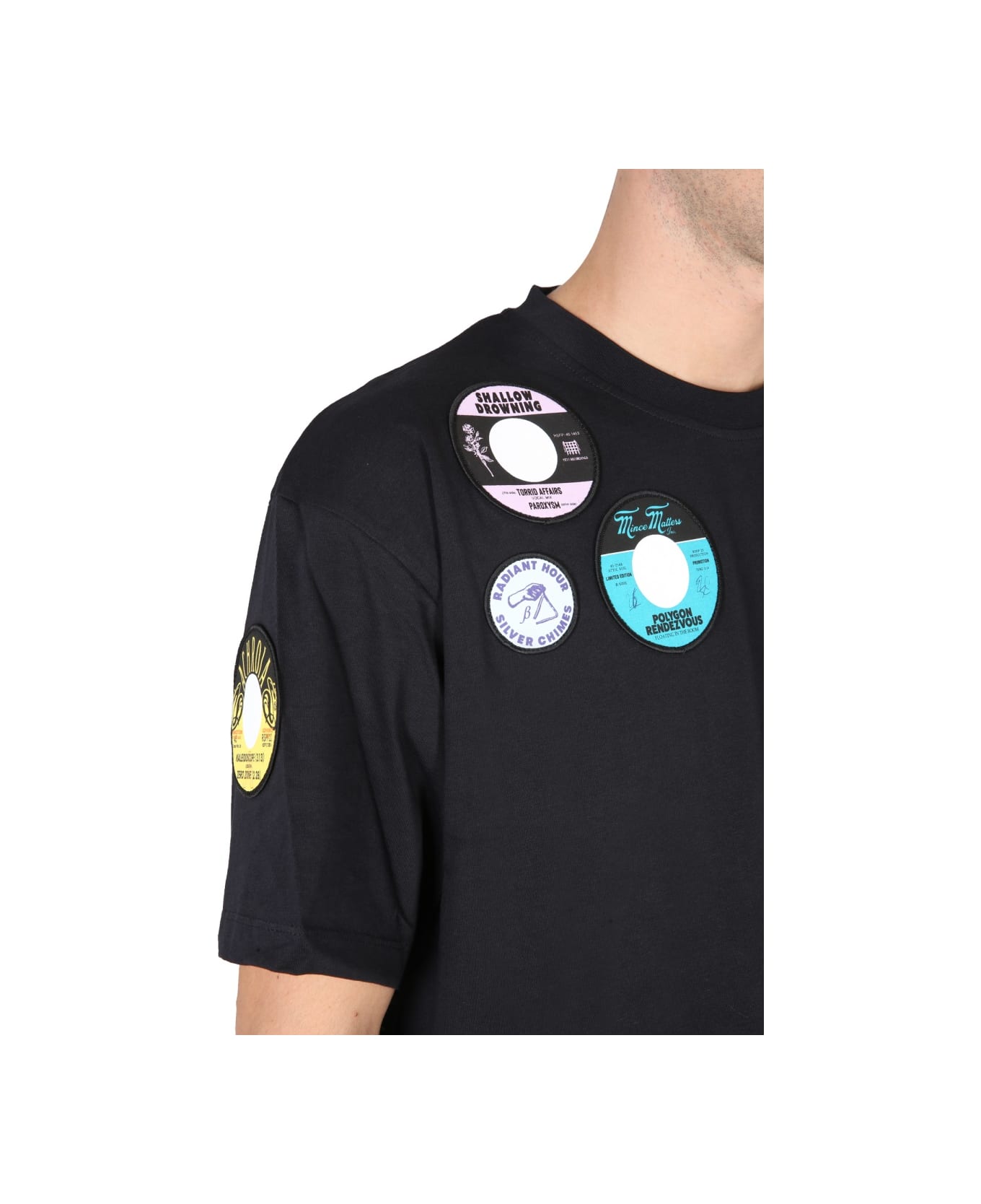 Fred Perry by Raf Simons Oversized T-shirt With Patch - BLACK