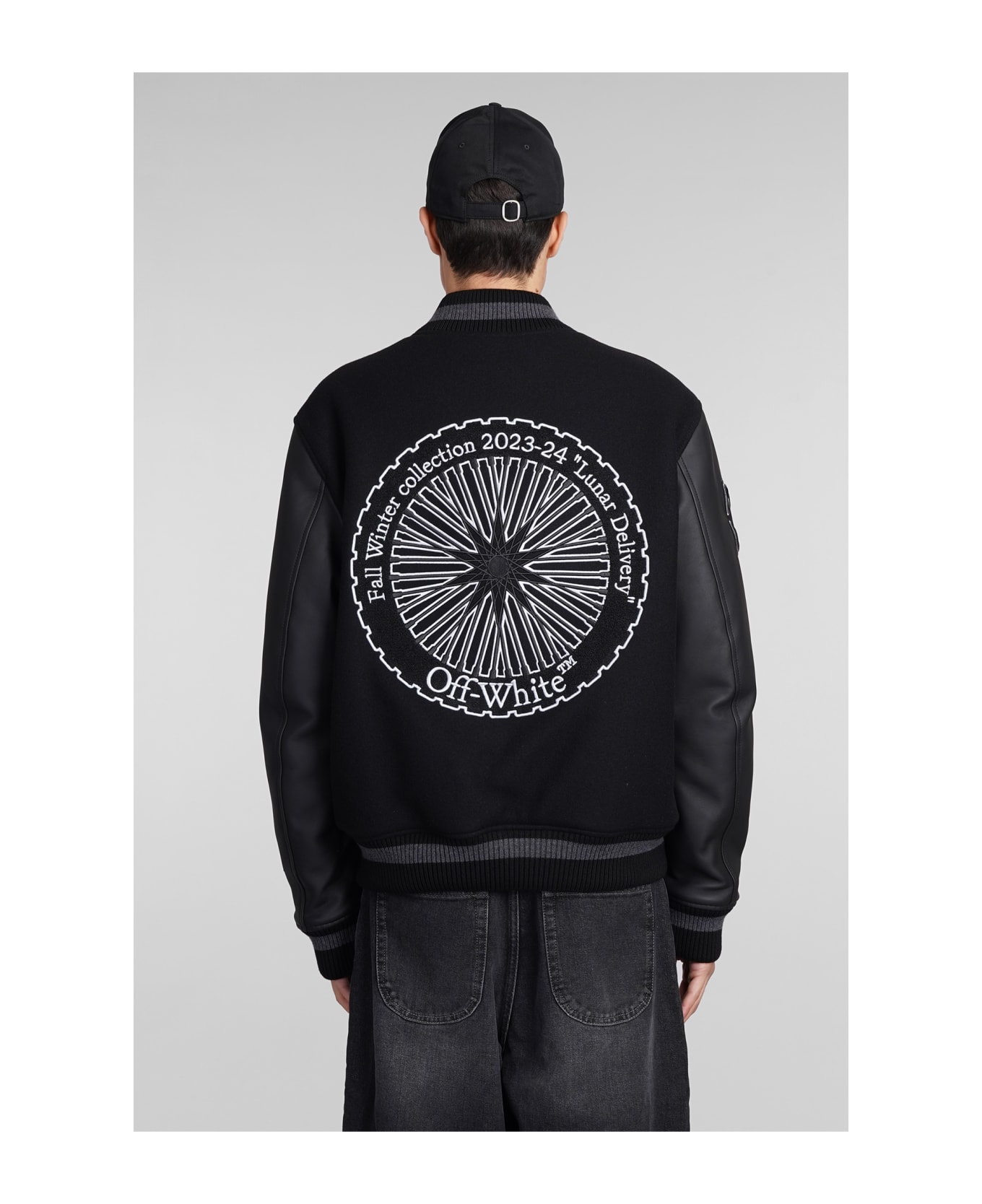 Off-White Black Moon Bomber Jacket With Embroidery - Black