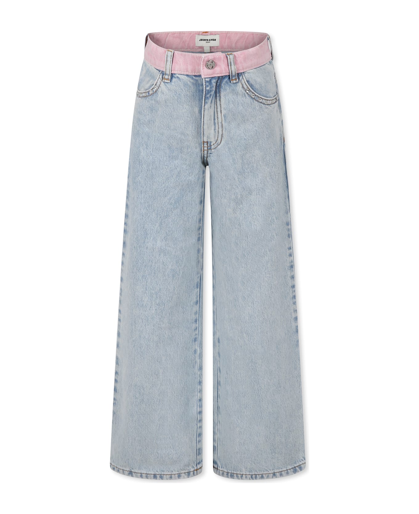 Rykiel Enfant Denim Jeans For Girl With Logo - Denim