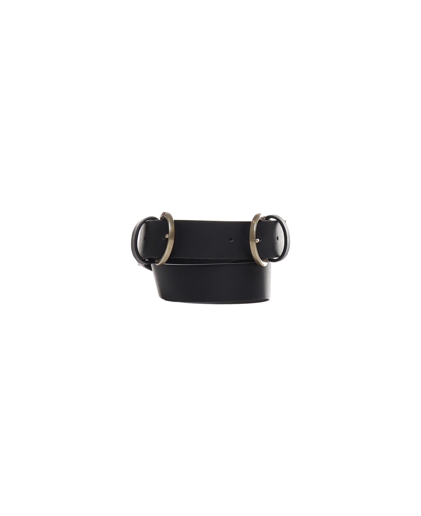 Pinko Belt With Double Buckle - Nero-antique gold