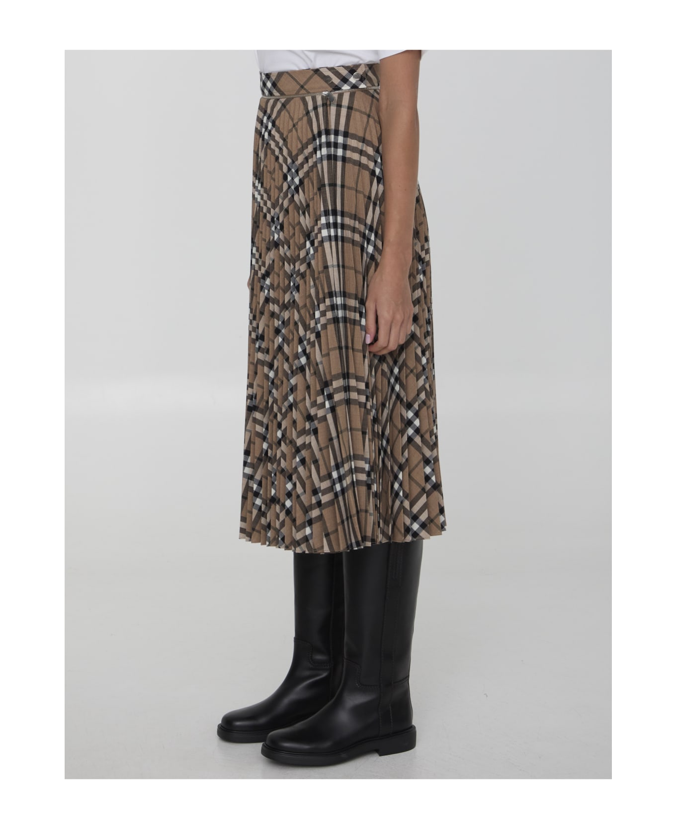 Burberry Check Pleated Skirt - Marrone