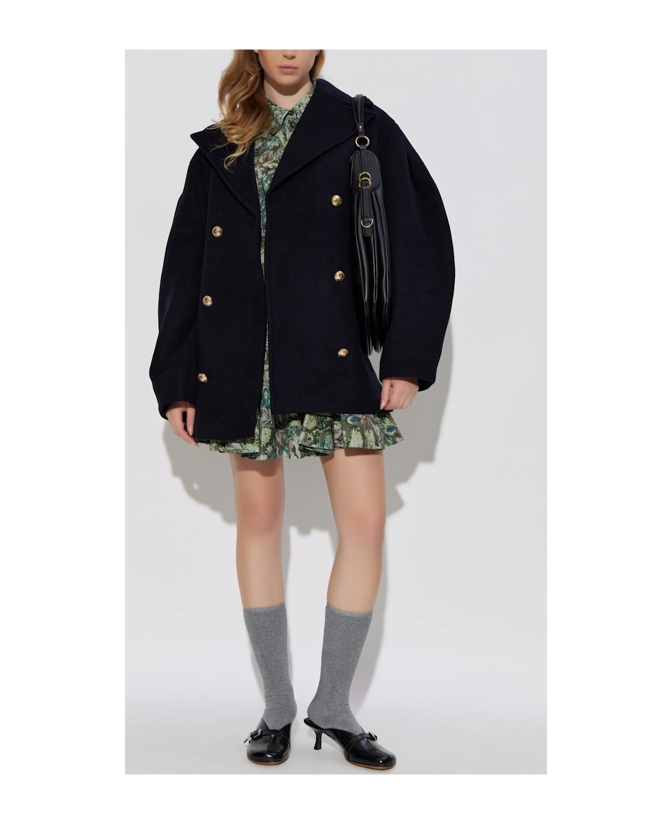 Ganni Short Wool Coat - SKY CAPTAIN