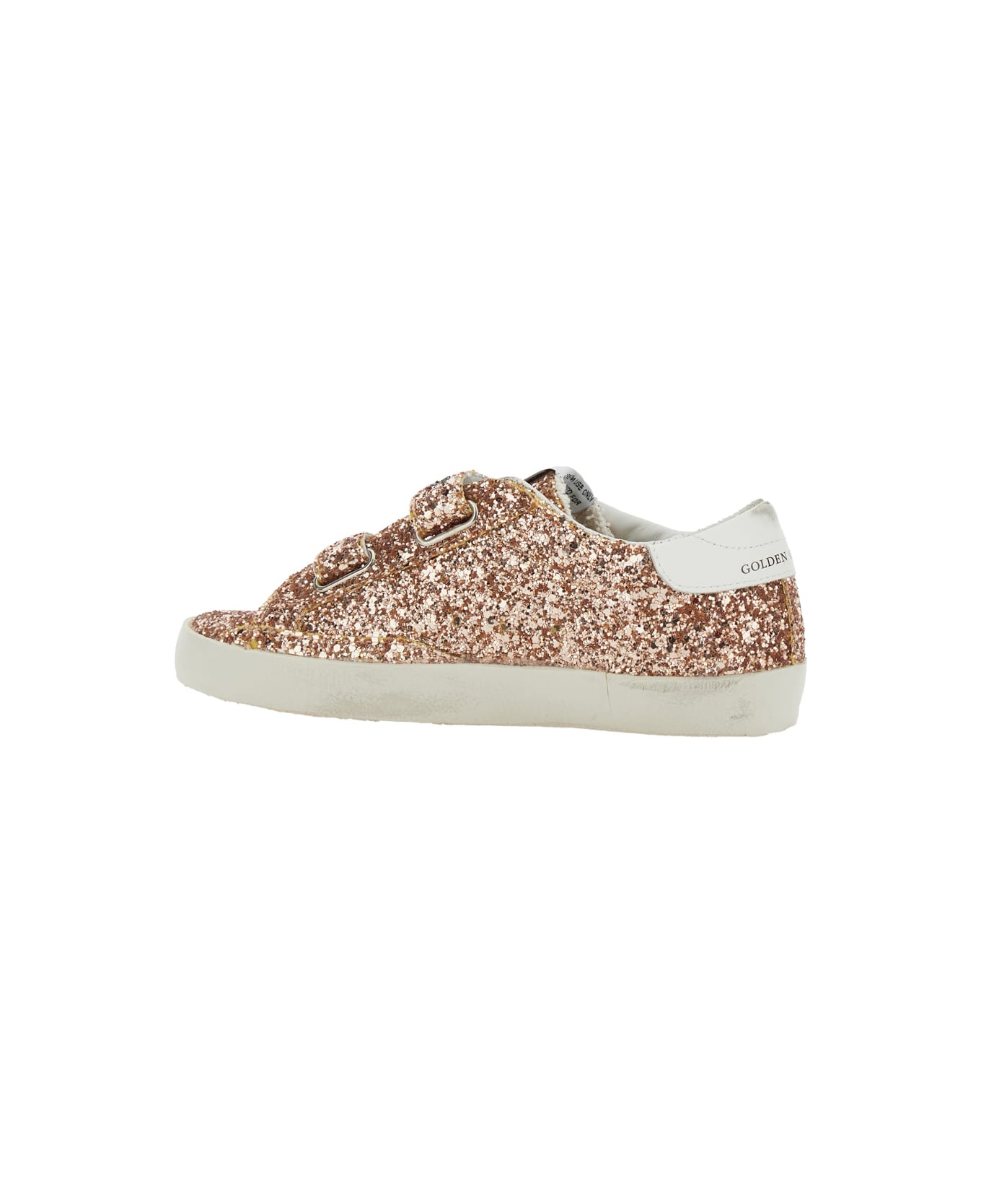 Golden Goose 'old School' Brown Rhinestoned Sneakers With Logo Patch On The Tongue In Cotton Blend Girl - Brown