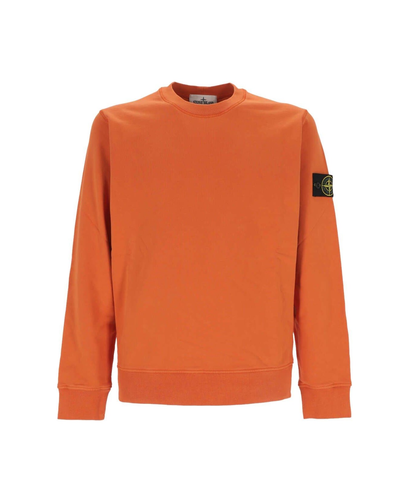 Stone Island Logo Patch Crewneck Sweatshirt - Arancione