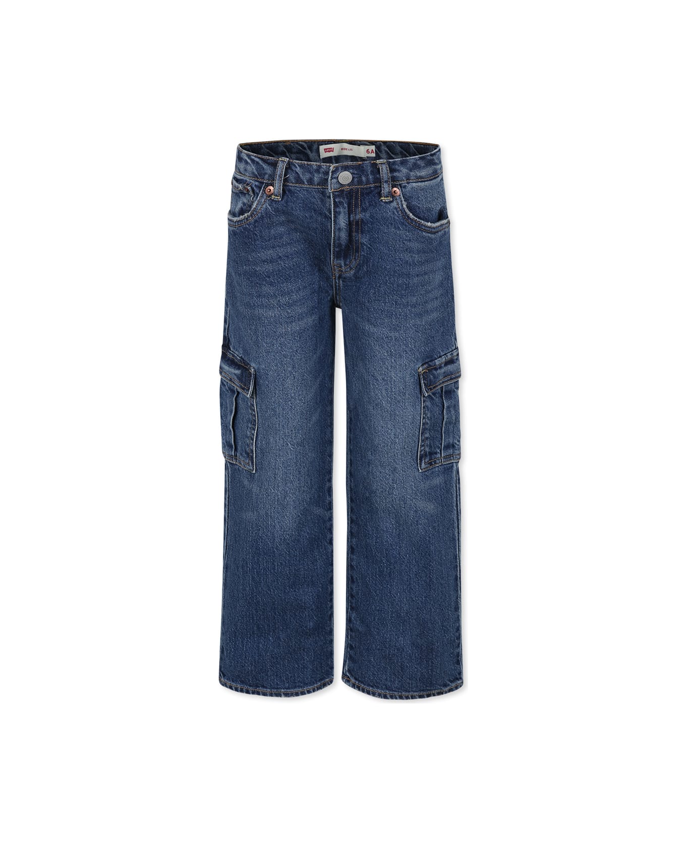Levi
s "wide Leg" Denim Jeans For Girls With Logo Patch - Denim