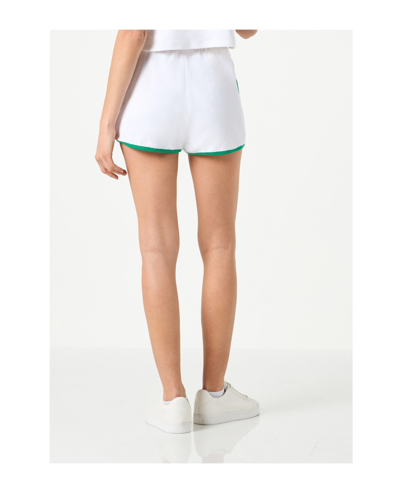 MC2 Saint Barth Terry Cotton Short Pants With Piping - WHITE