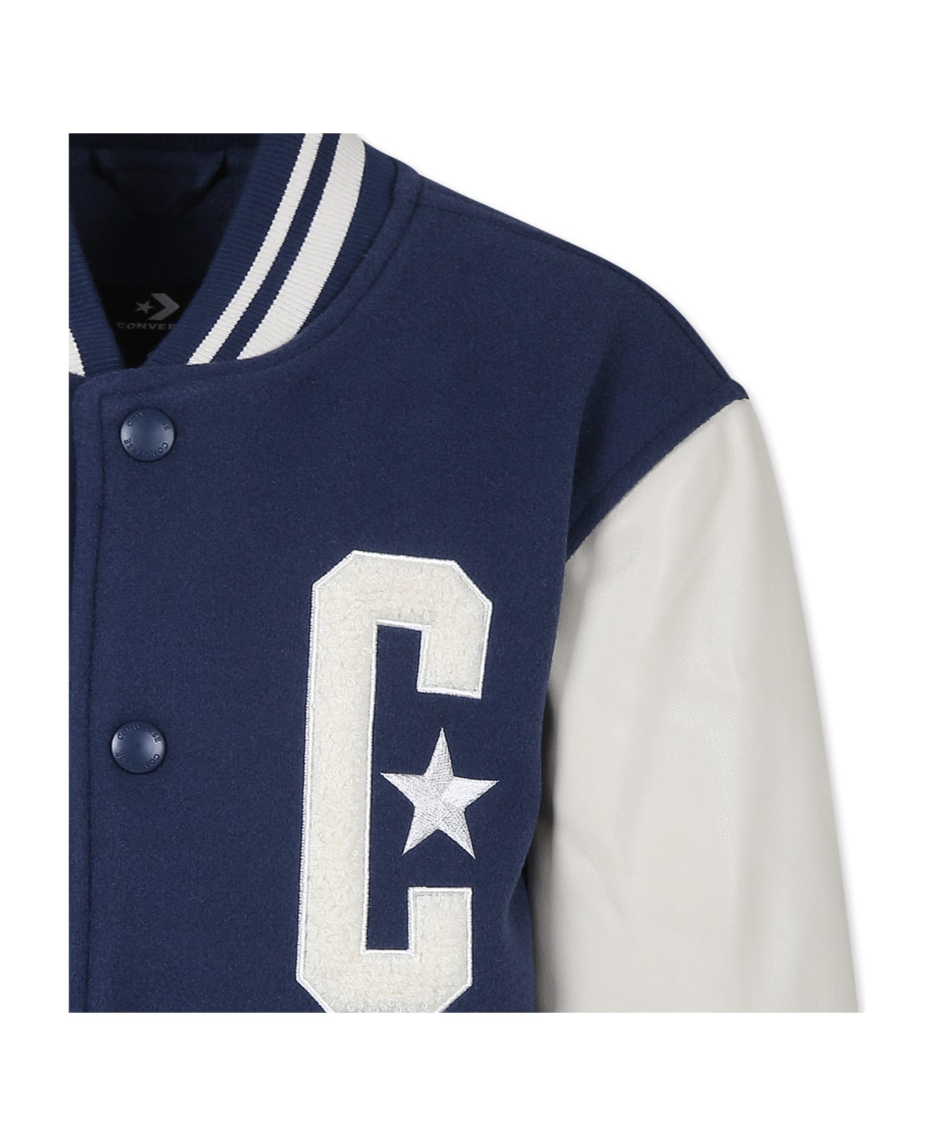 Converse Blue Bomber Jacket For Boy With Logo - Blue