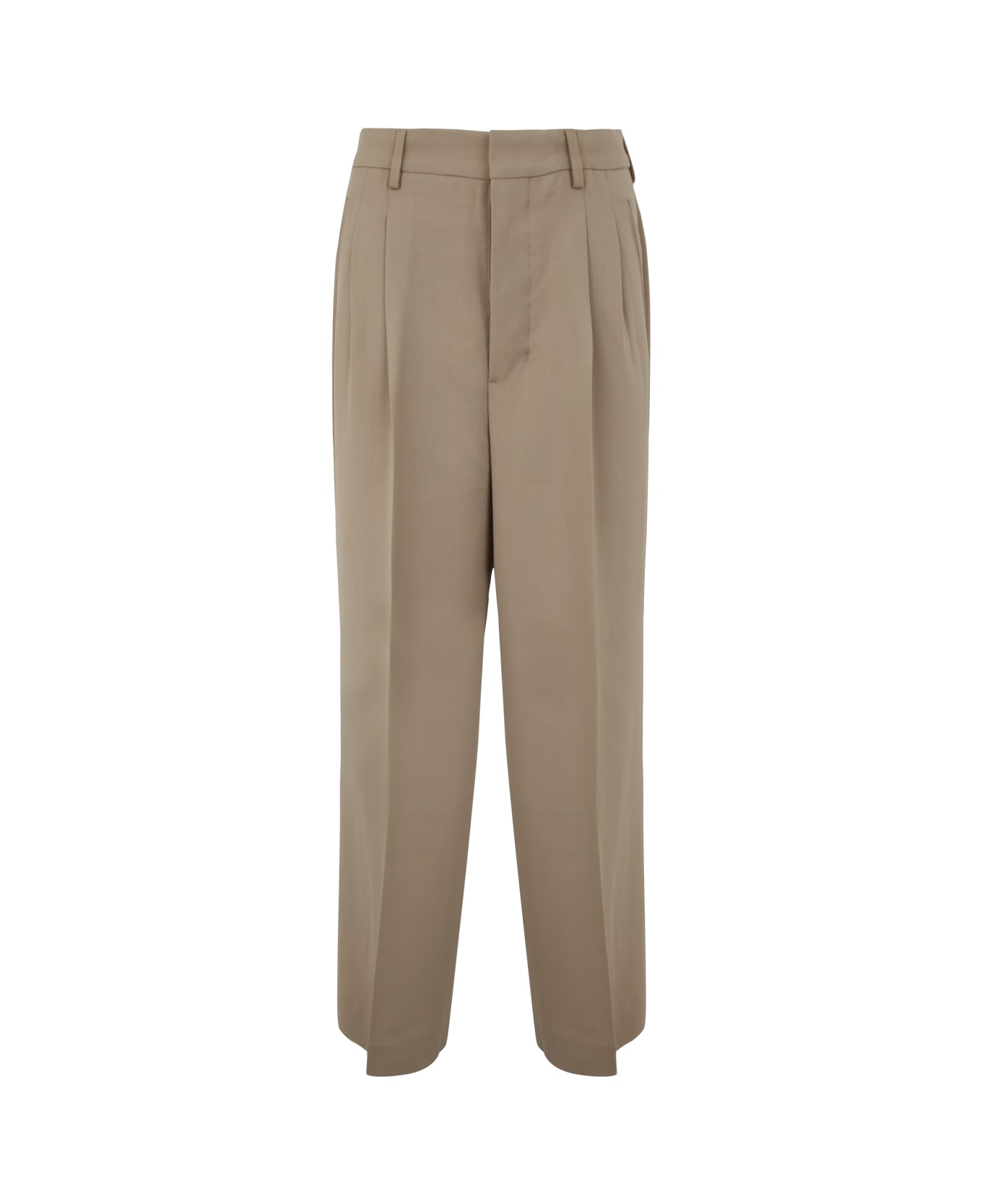 Ami Alexandre Mattiussi Straight Fit Trousers - Wool Tricotine Champagne