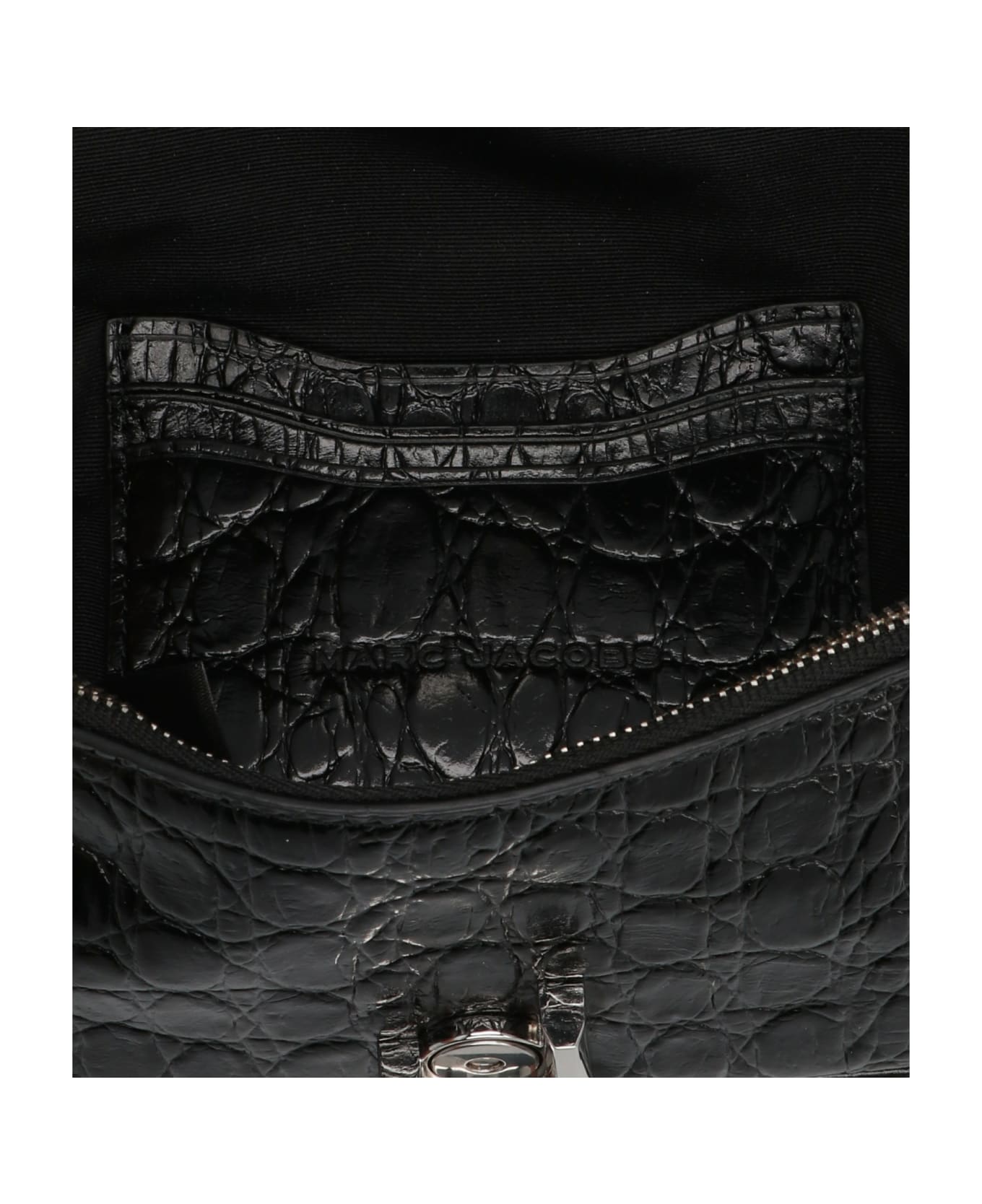 Marc Jacobs The Croc-embossed J Marc Mini Shoulder Bag - Black
