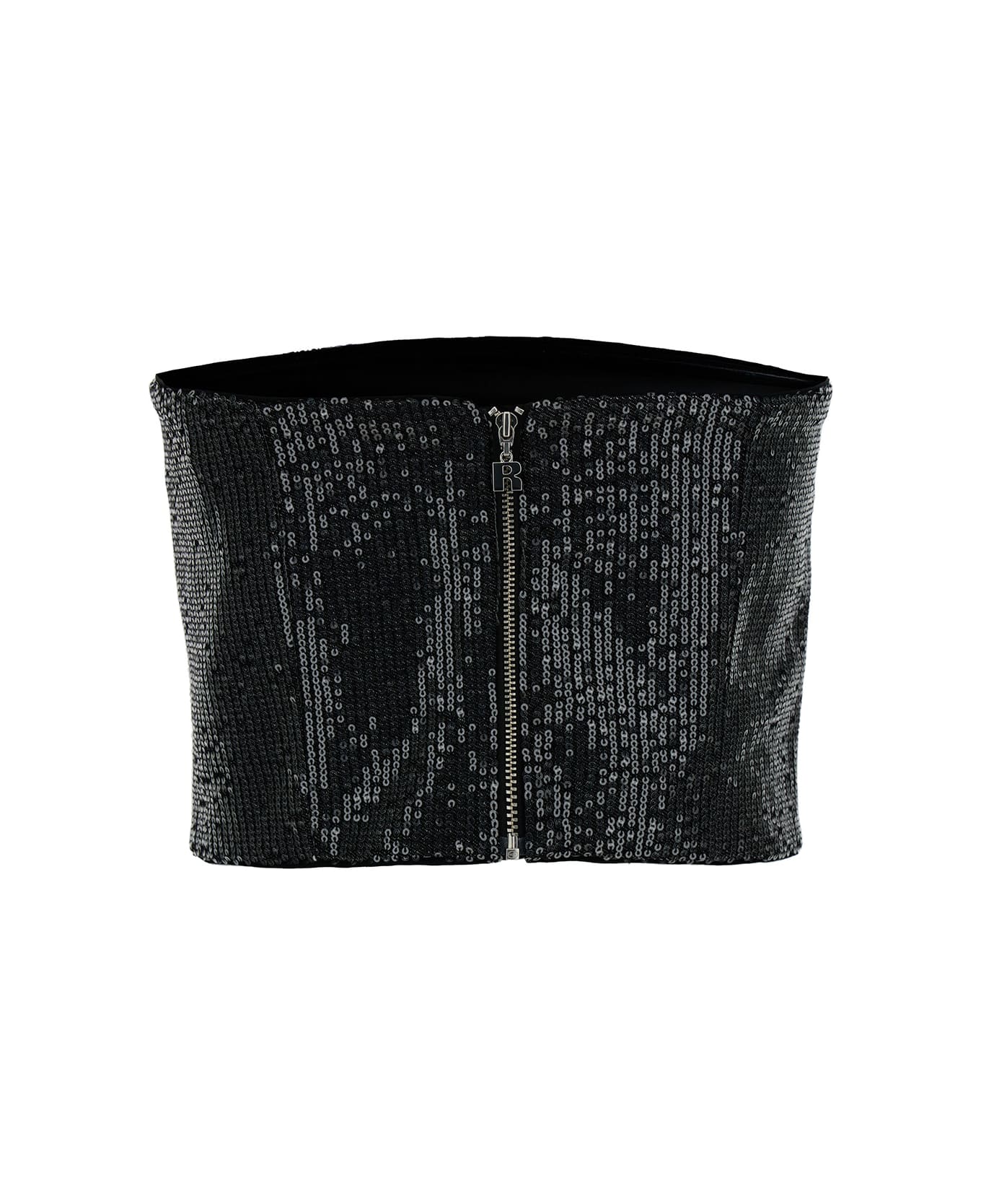 Rotate by Birger Christensen Black Strapless Top With All-over Paillettes Embellishment In Cotton Woman - Black