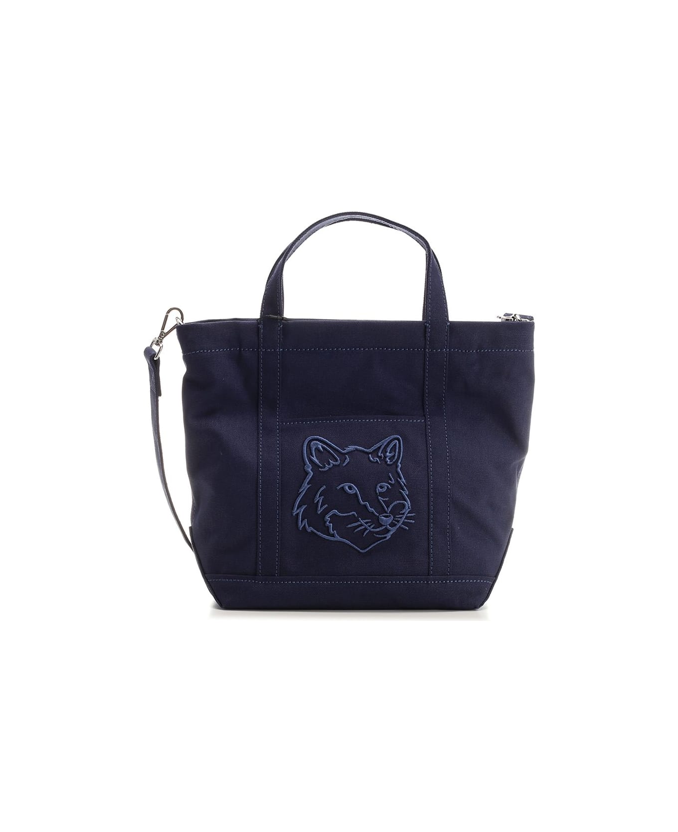 Maison Kitsuné Small "fox Head" Tote Bag - Blue