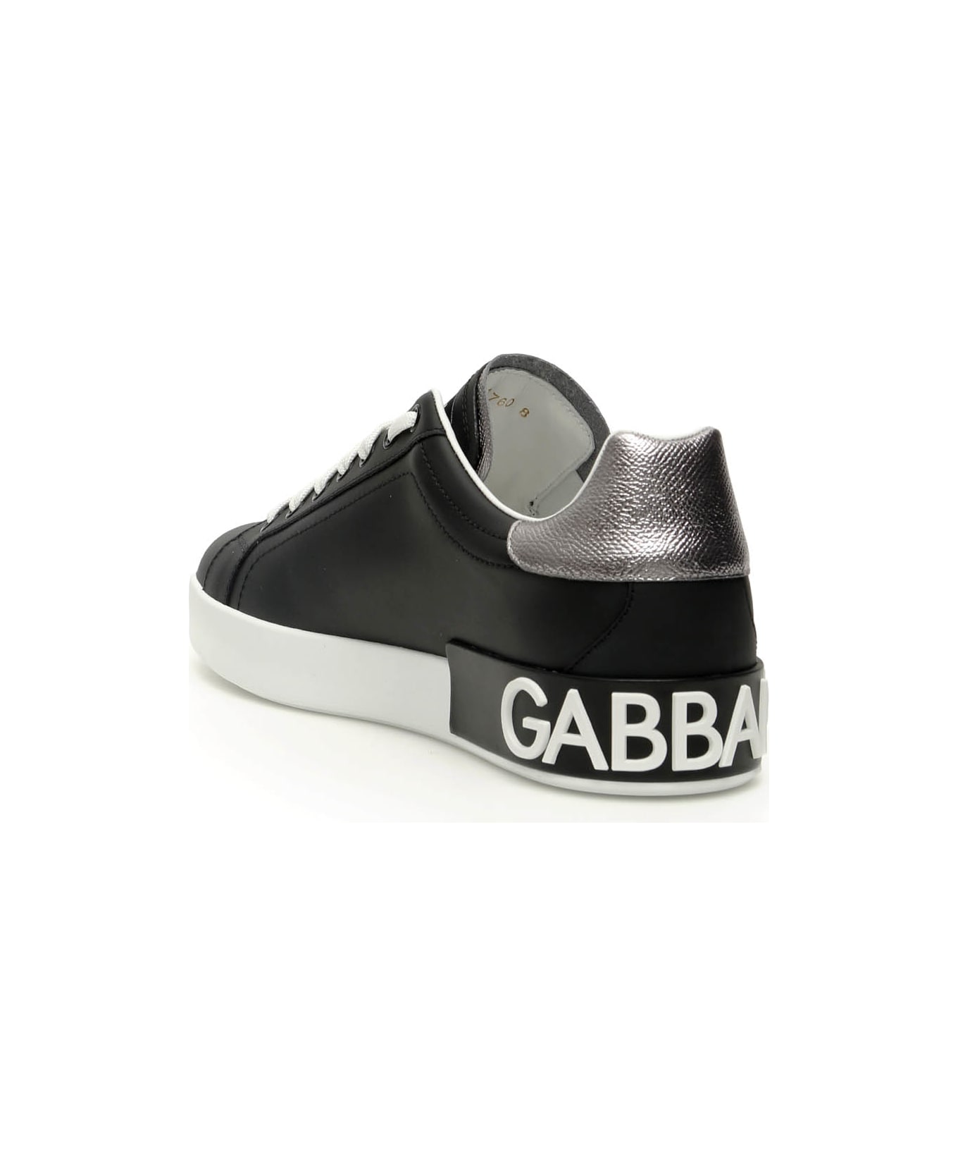 Dolce & Gabbana Portofino Leather Sneakers - NERO ARGENTO