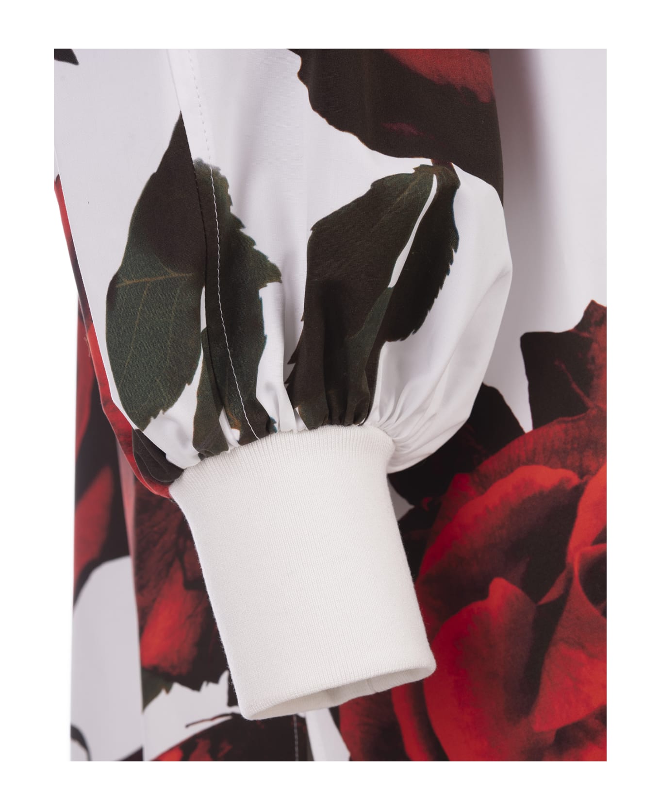 Alexander McQueen Short Shirt Dress With Tudor Rose Print - White ワンピース＆ドレス