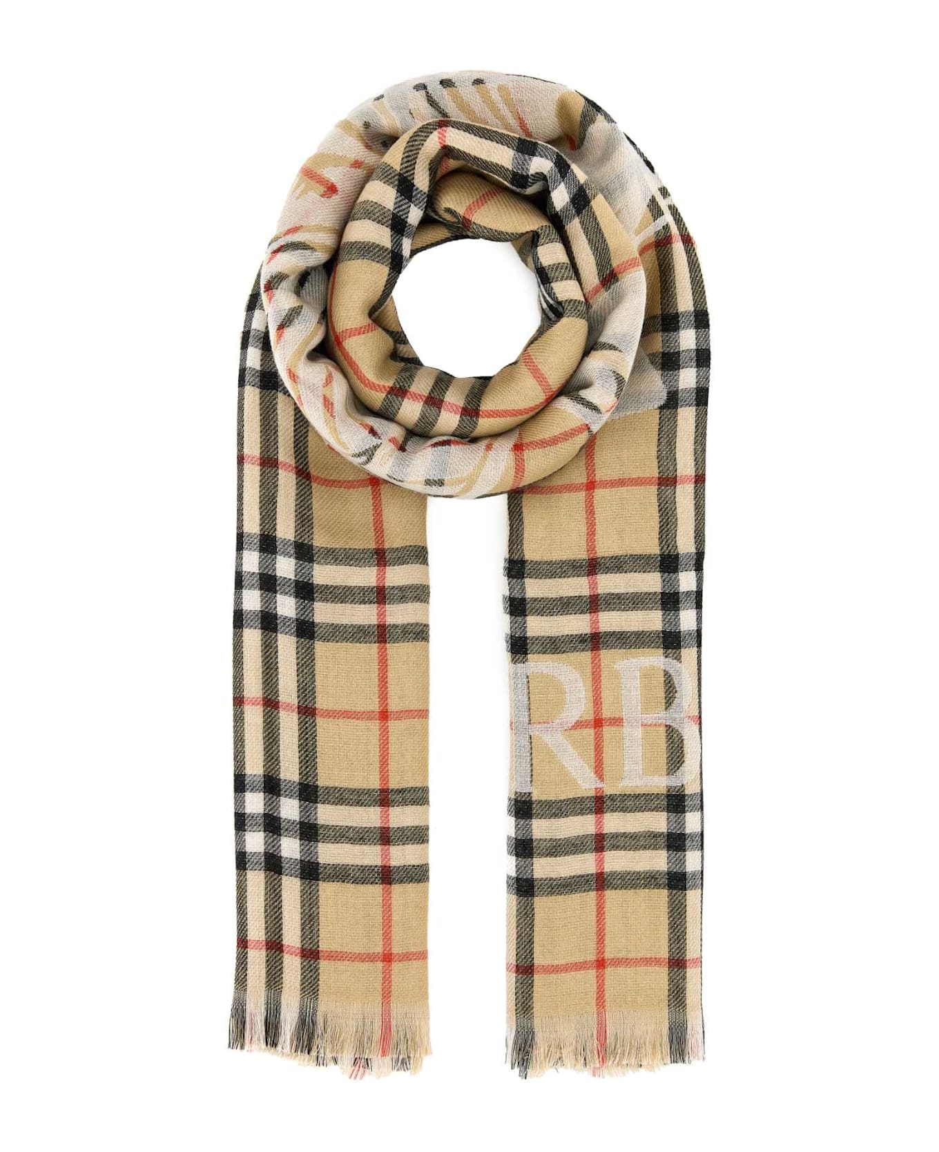 Burberry Embroidered Wool Scarf - SAND
