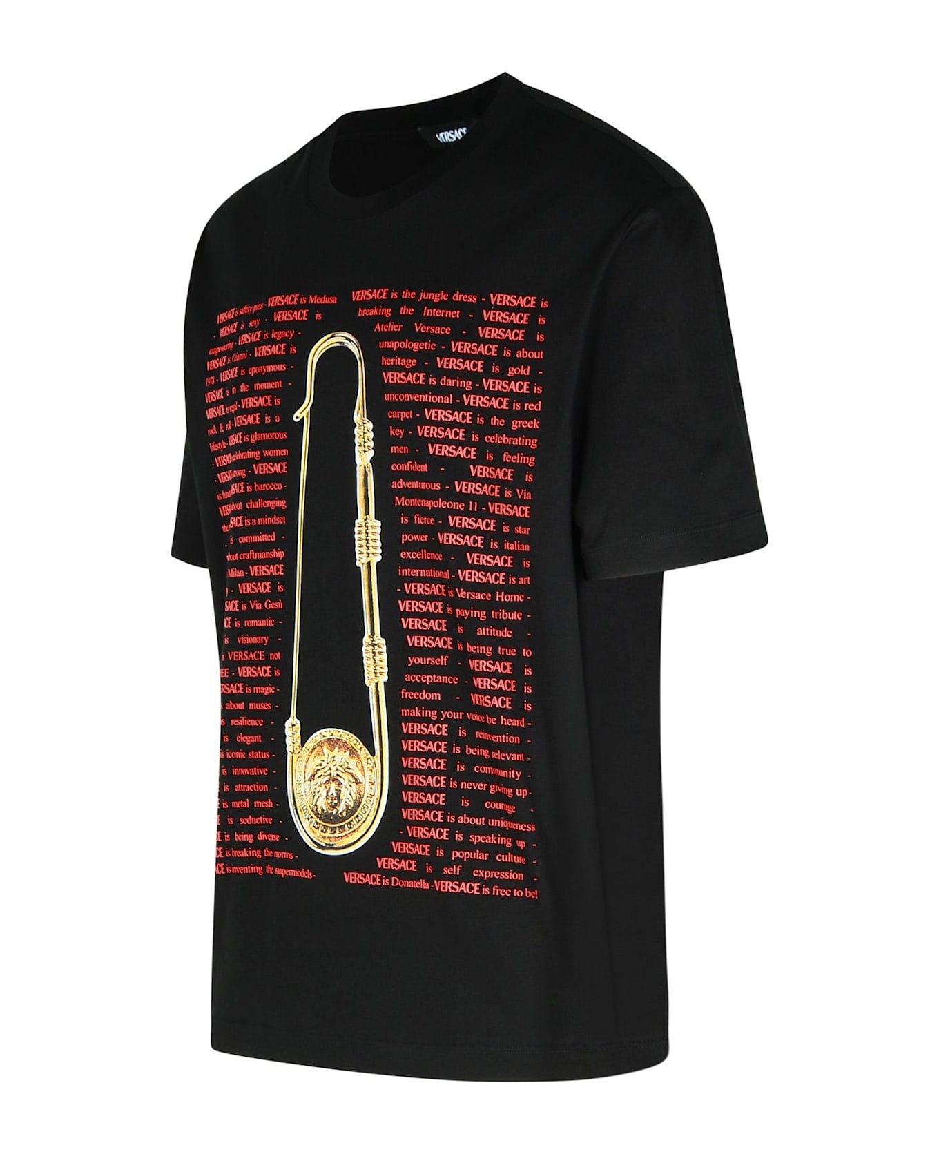 Versace Black Cotton T-shirt - BLACK PRINT