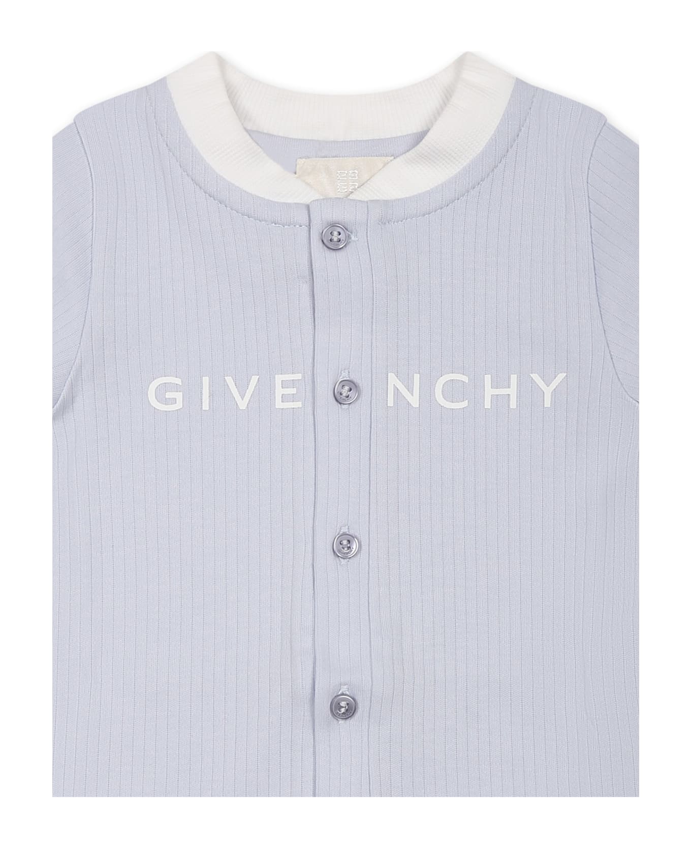 Givenchy Light Blue Romper For Baby Boy With Logo - Light Blue