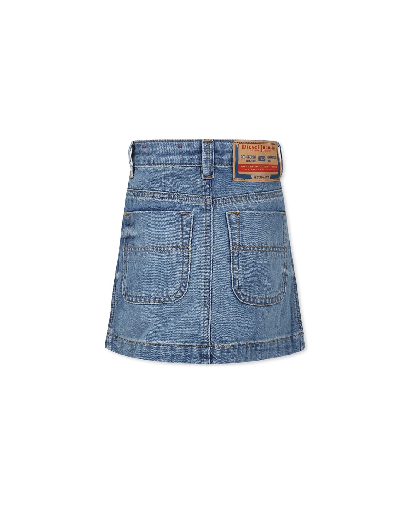 Diesel Blue Skirt For Girl With Logo - Denim