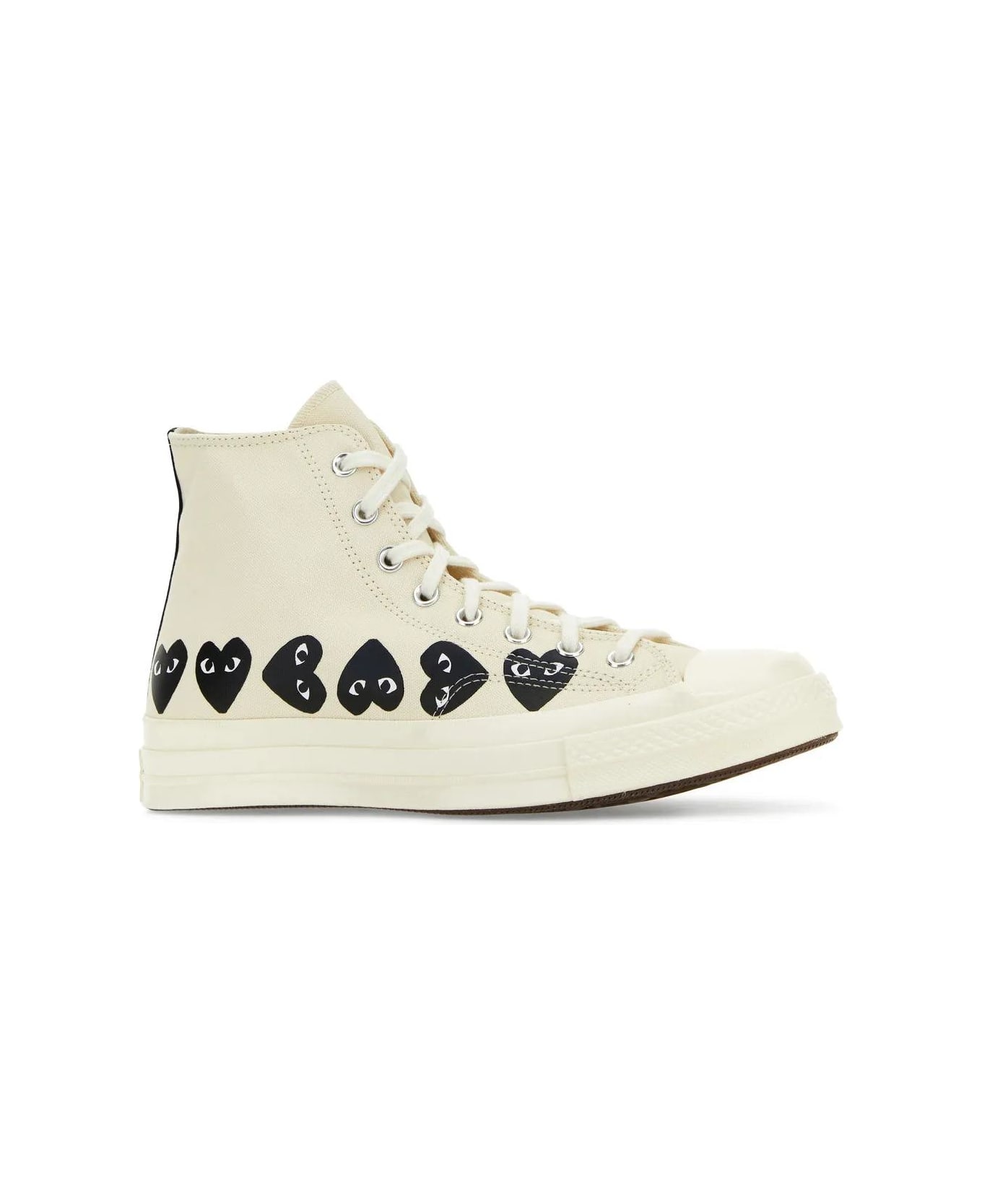 Comme des Garçons Play Ivory Canvas Comme Des Garçons X Converse Sneakers - White