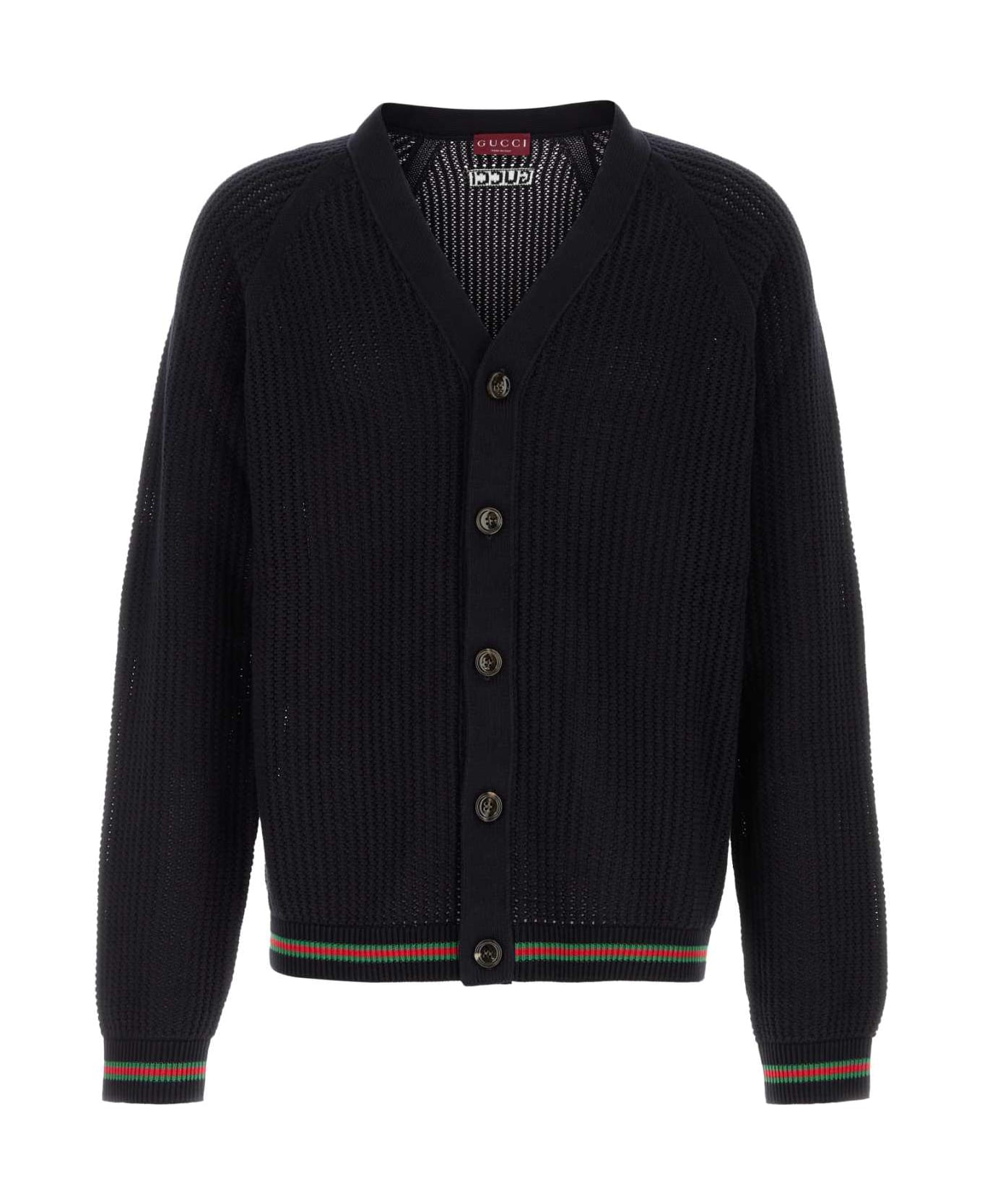 Gucci Black Crochet Cardigan - BLACKGREENRED