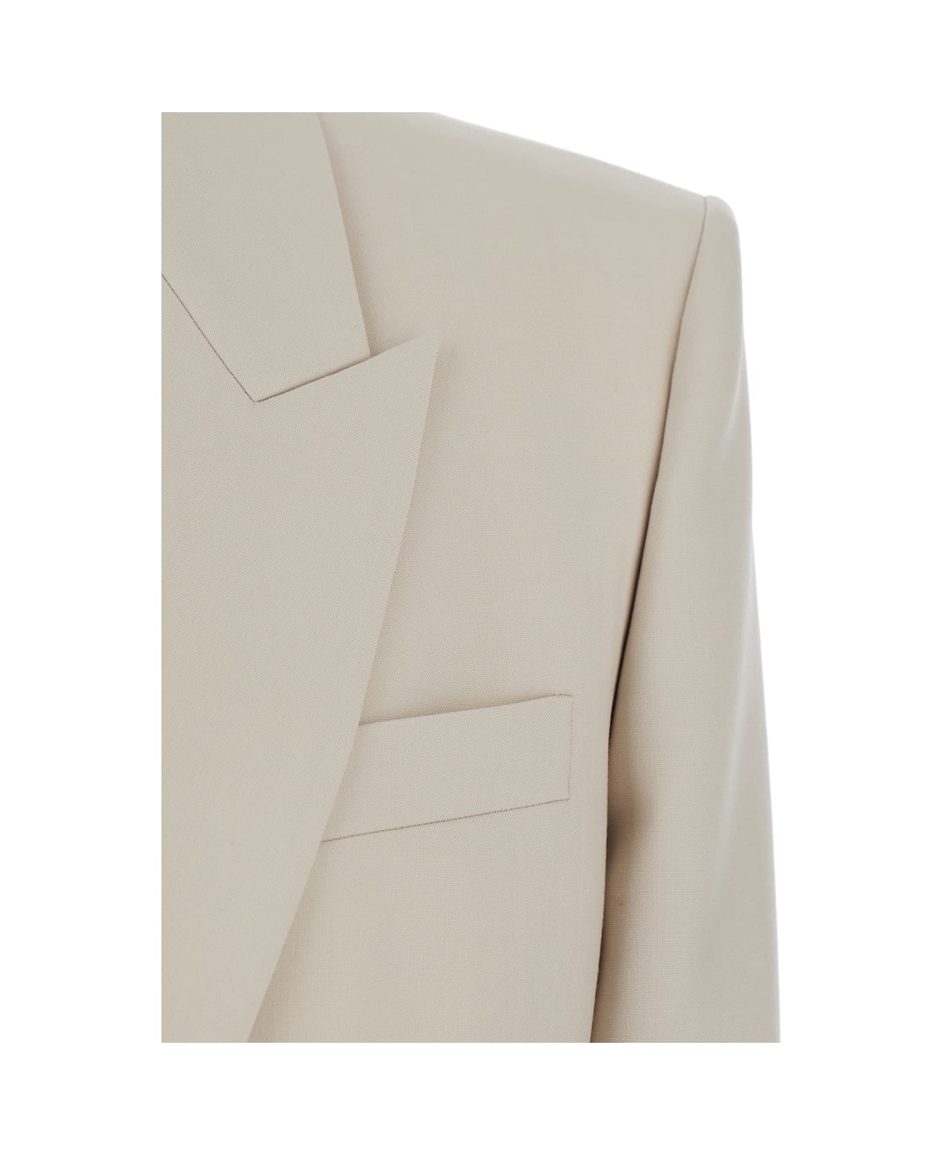Saint Laurent White Single-breasted Jacket With Peak Revers In Wool Woman - White