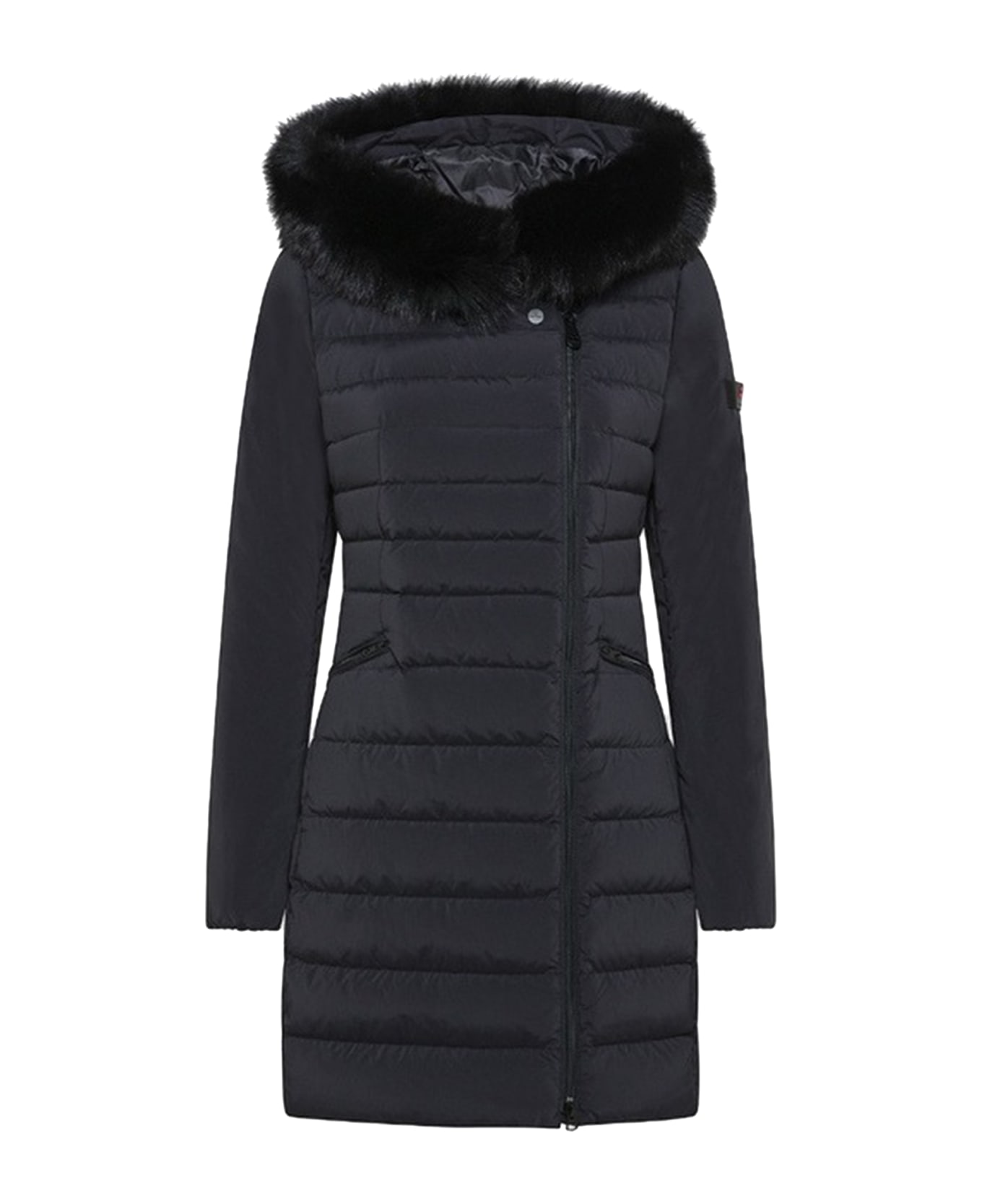 Peuterey Seriola Slim Down Jacket In Black With Fur - NERO コート