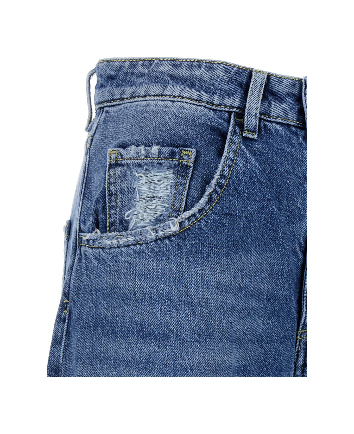 Icon Denim Blue Wide Leg Jeans In Denim Woman - Blu