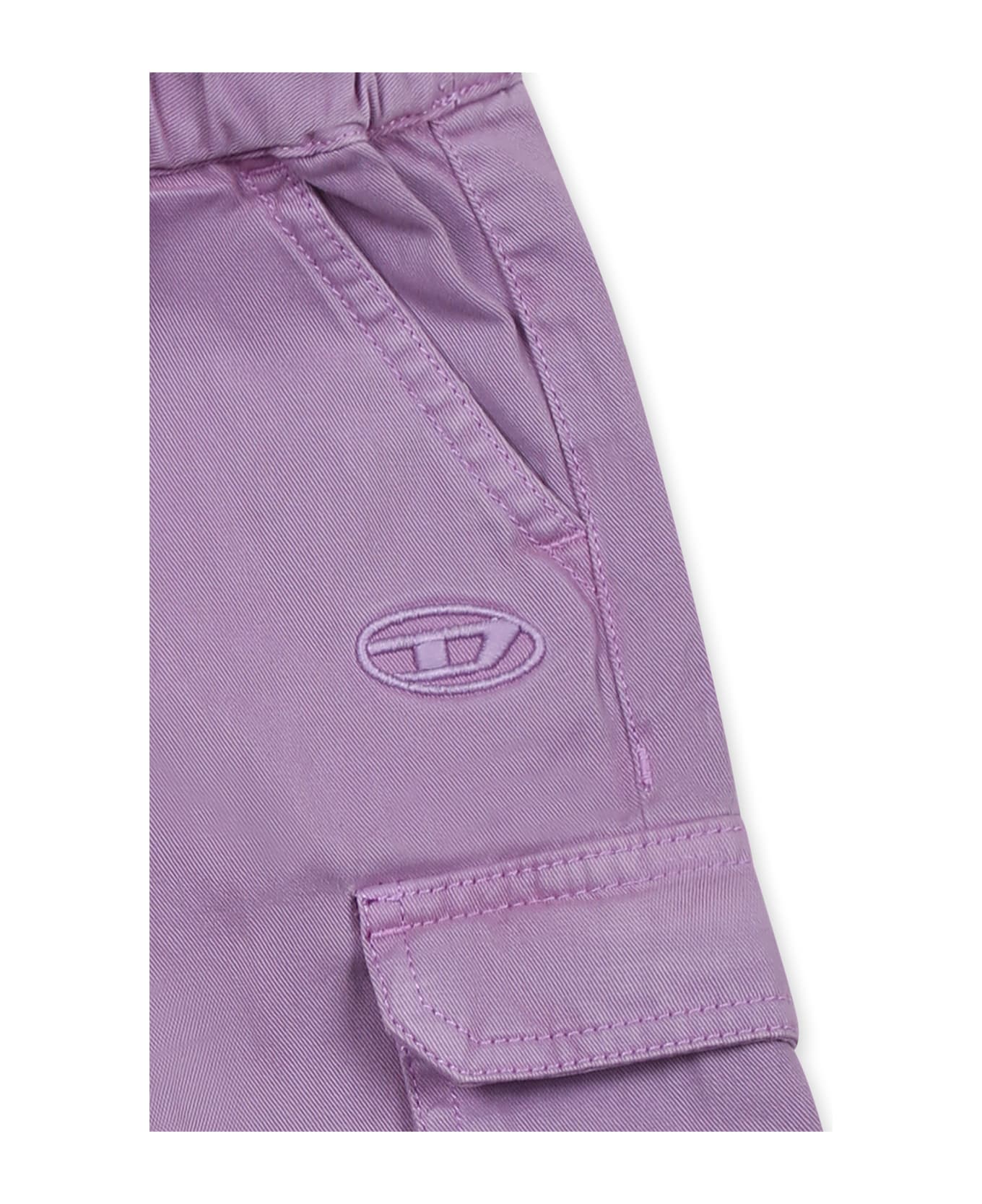 Diesel Purple Trousers For Baby Girl With Logo - Violet