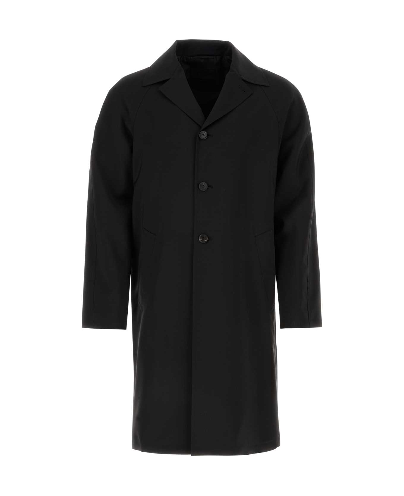 Prada Black Wool Blend Overcoat - NERO