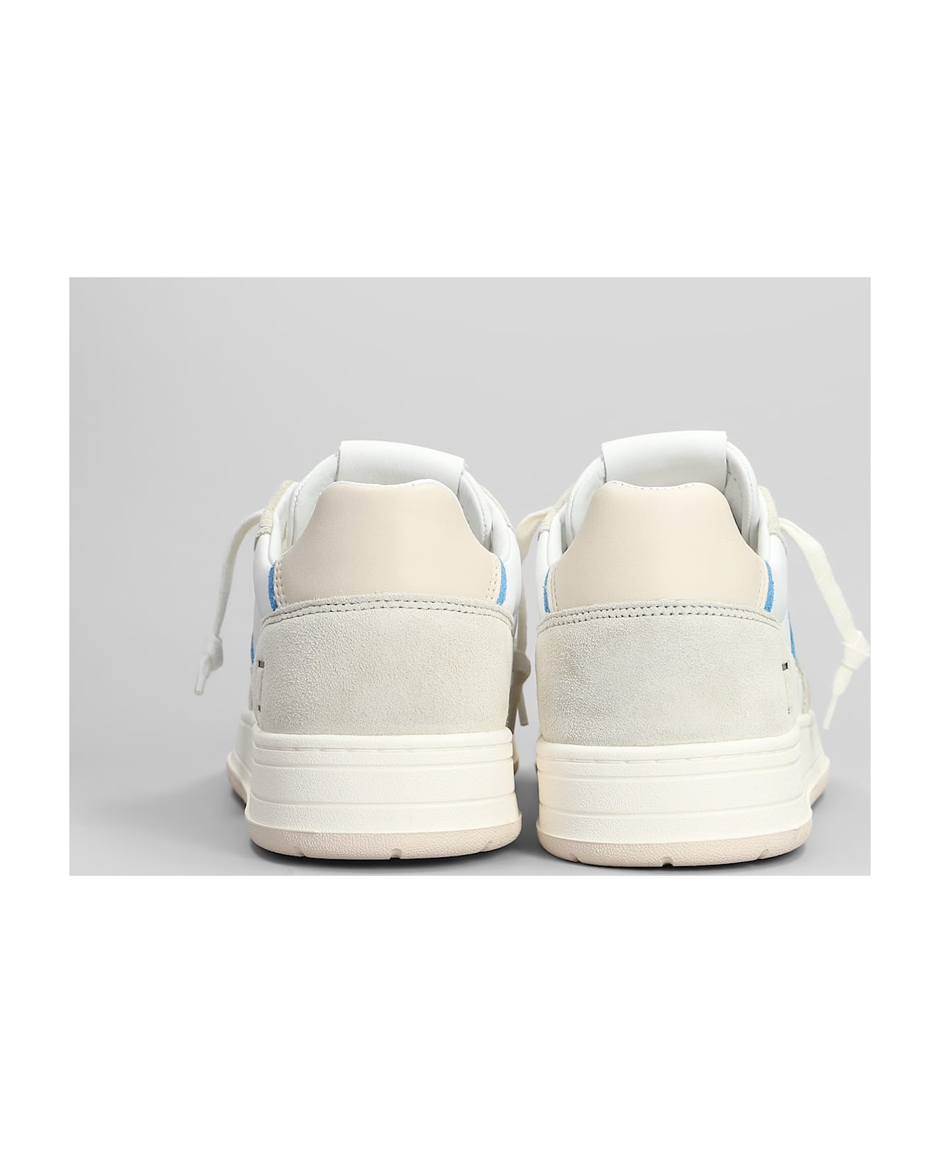 D.A.T.E. Court 2.0 Vintage Sneakers In White Suede And Leather - White