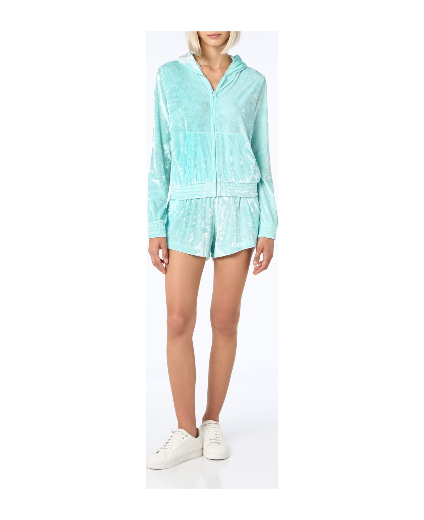 MC2 Saint Barth Woman Water Green Chenille Zipped Hoodie Jasmine - GREEN