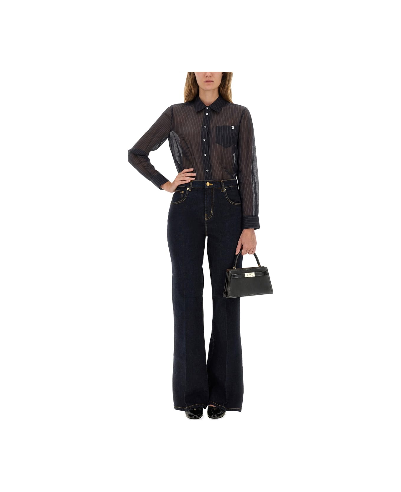 Tory Burch Striped Cotton Shirt - BLUE