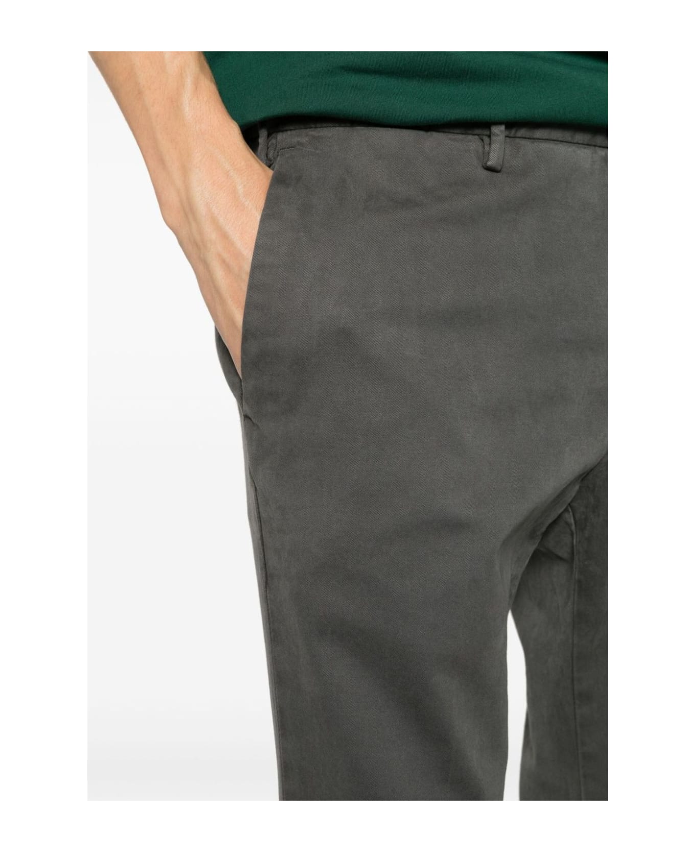 Incotex Grey Stretch-cotton Trousers - Grey ボトムス