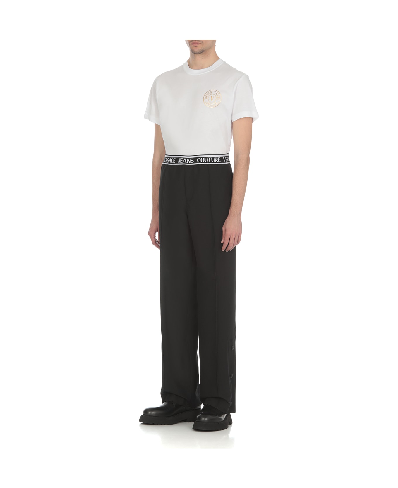 Versace Jeans Couture Trousers With Logo - Black