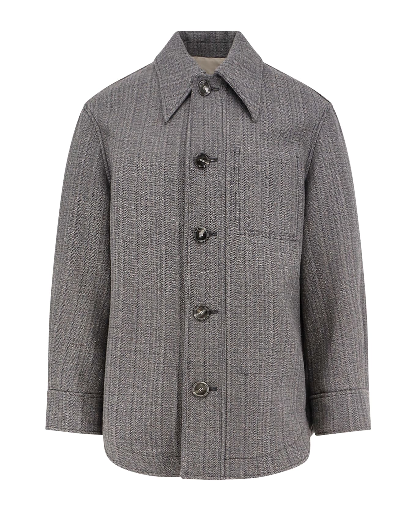 Ami Alexandre Mattiussi Wool Blend Overshirt - GRIS IVOIRE